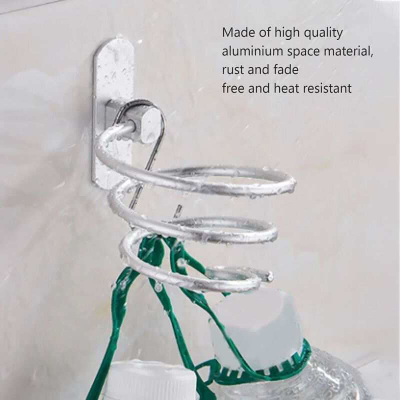 Multifunctional Spiral Hair Dryer Holder Wall Mounted Bathroom Hair Dryer Rack, Compatible with Most Hair Dryers - Image 4