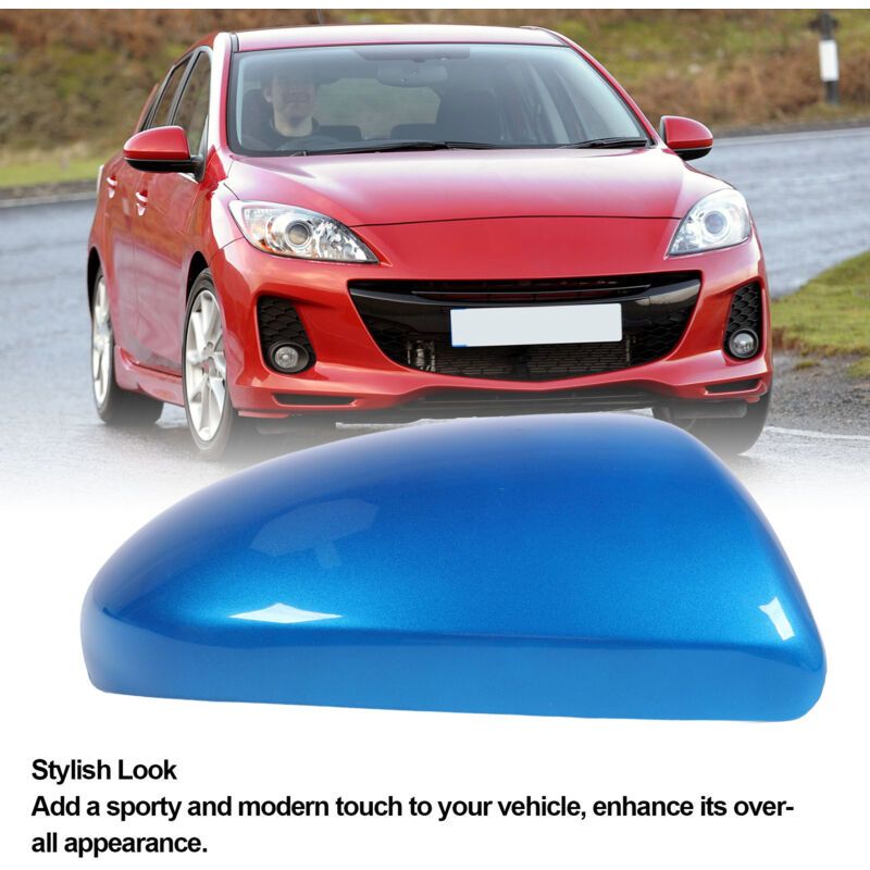 Replacement Rearview Mirror Cover Compatible with Mazda 2007-2014 Blue Right - Image 3