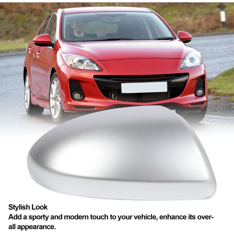 Replacement Rearview Mirror Cover Compatible with Mazda 2007-2014 Silver Right - Image 3