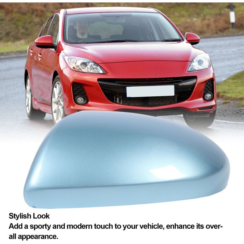 Replacement Rearview Mirror Cover Compatible with Mazda 2007-2014 Light Blue Right - Image 3