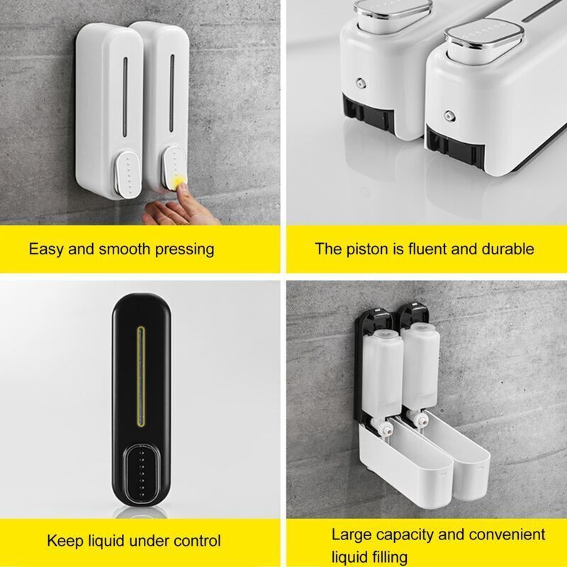 Manual Soap Dispenser, ABS Press, Wall Mounted Soap Dispenser for Home Hotel White, 300 ml - Image 2
