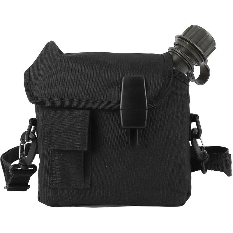 Outdoor Water Bottle Large Capacity Portable Flat Camping Water Bottle with Waist Bag for Outdoor Sports Hiking Black, 1.5 L - Image 1