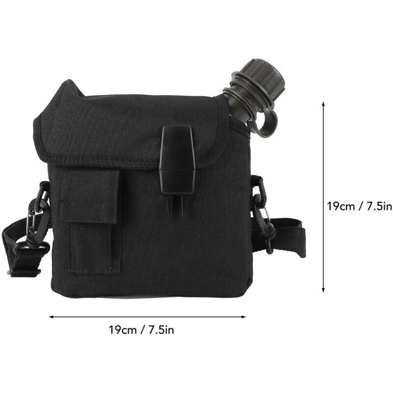 Outdoor Water Bottle Large Capacity Portable Flat Camping Water Bottle with Waist Bag for Outdoor Sports Hiking Black, 1.5 L - Image 2