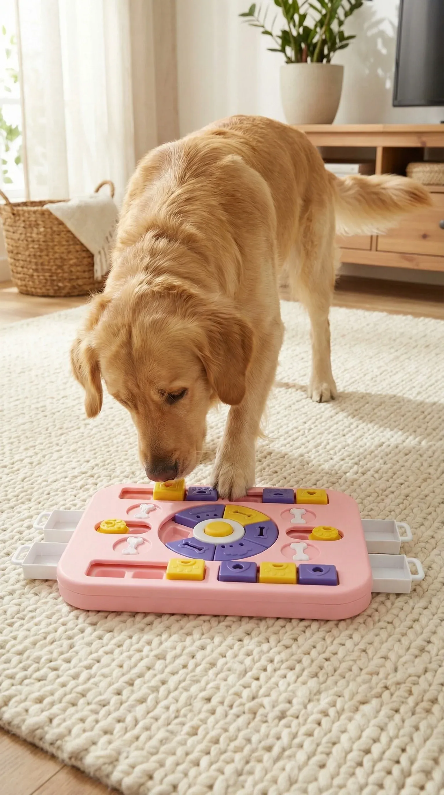 Interactive Dog Puzzle Toy – Slow Feeder & Treat Dispenser-Pink - Image 2