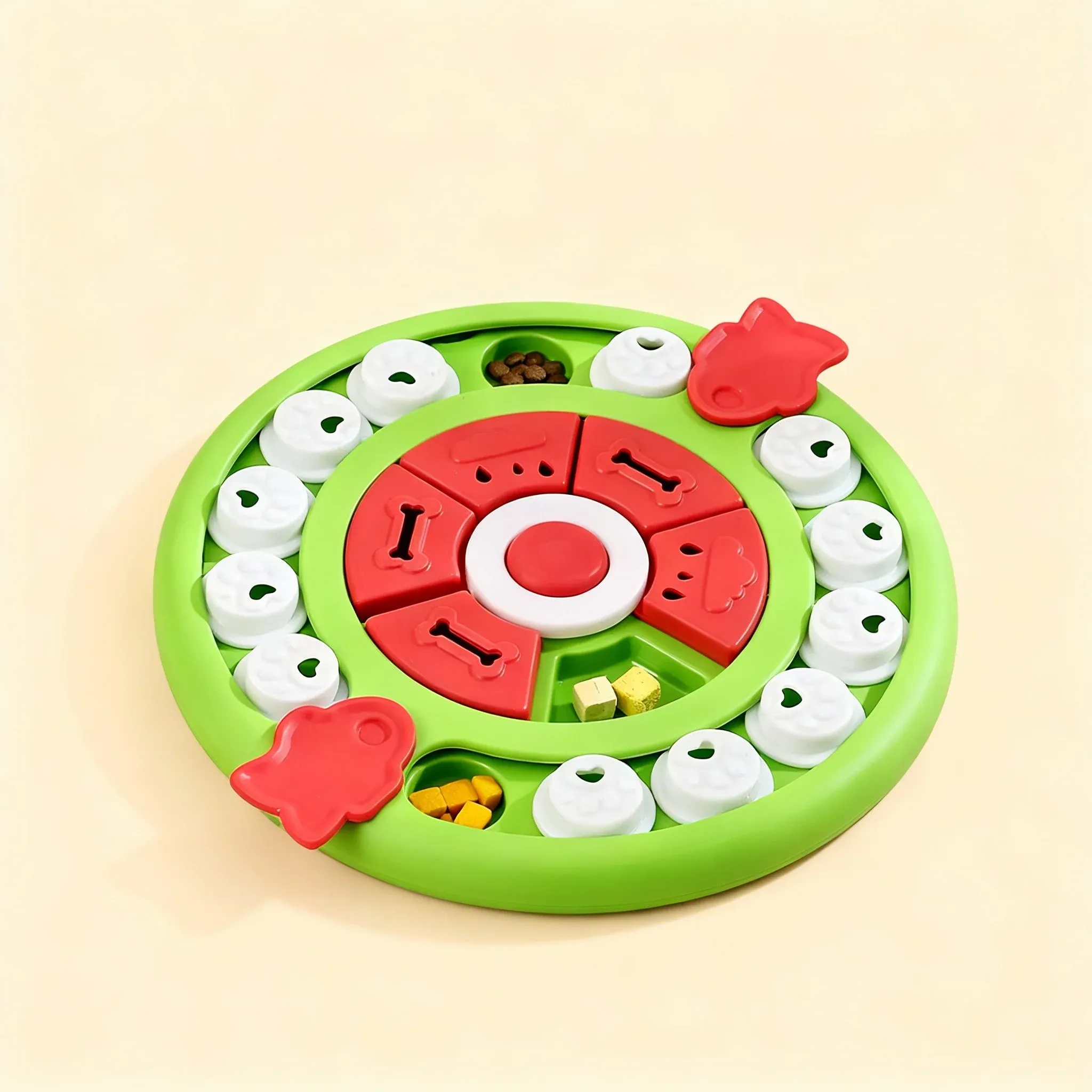 Pizza Puzzle Treat Toy for Dogs & Cats – Interactive Slow Feeder-Green - Image 1