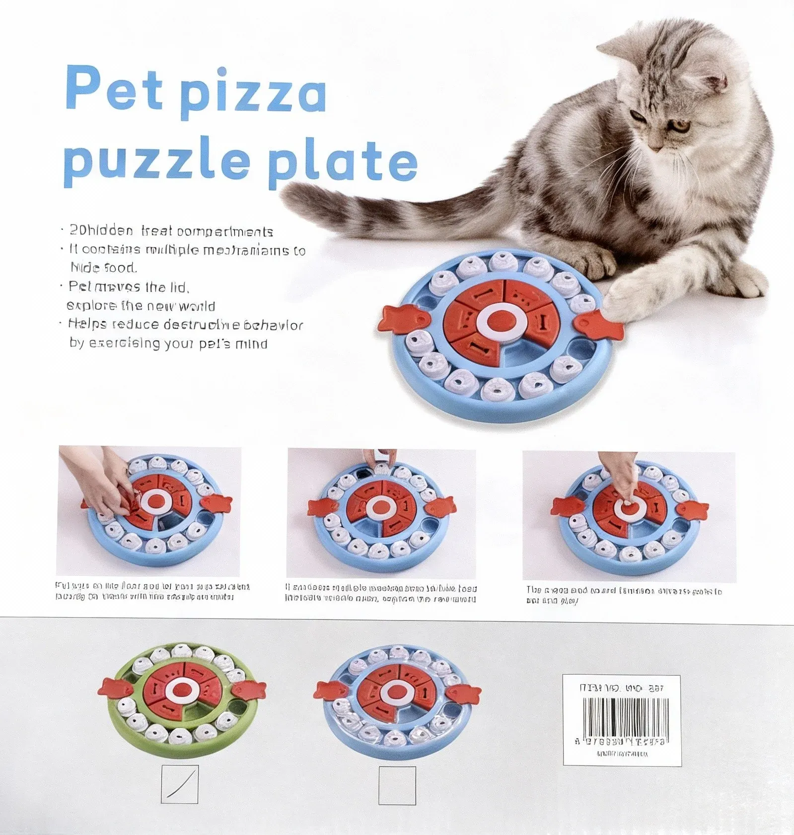Pizza Puzzle Treat Toy for Dogs & Cats – Interactive Slow Feeder-Green - Image 6