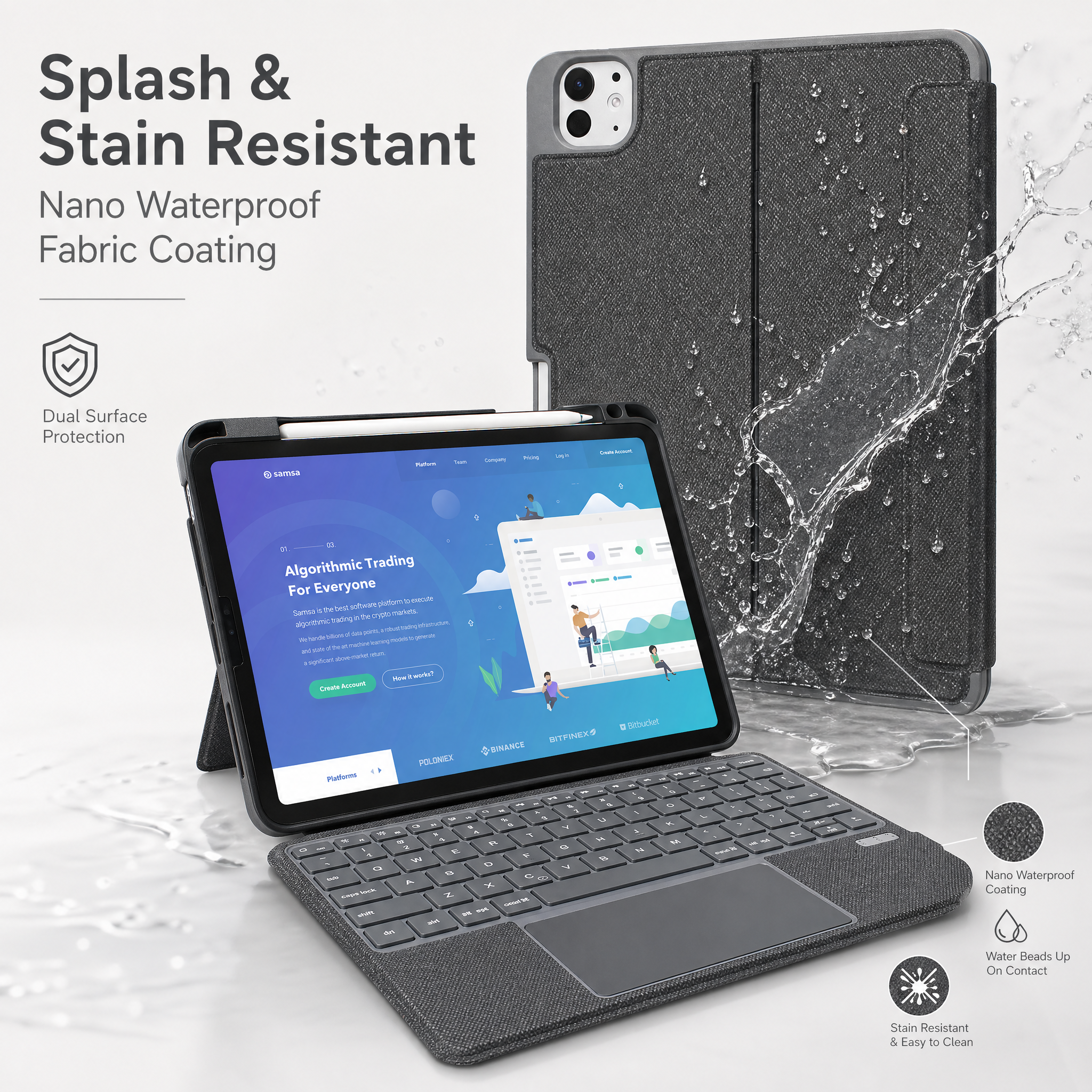 SENYOSON Black iPad Keyboard Case for iPad 7th 8th 9th Generation 10.2 Inch 2019/2020/2021 & iPad Air 3 10.5 Inch 2019, Ultra-Light Magnetic Detachable Keyboard with 7-Color Backlit, Large Precision Trackpad, Writing/Viewing Modes - Image 3