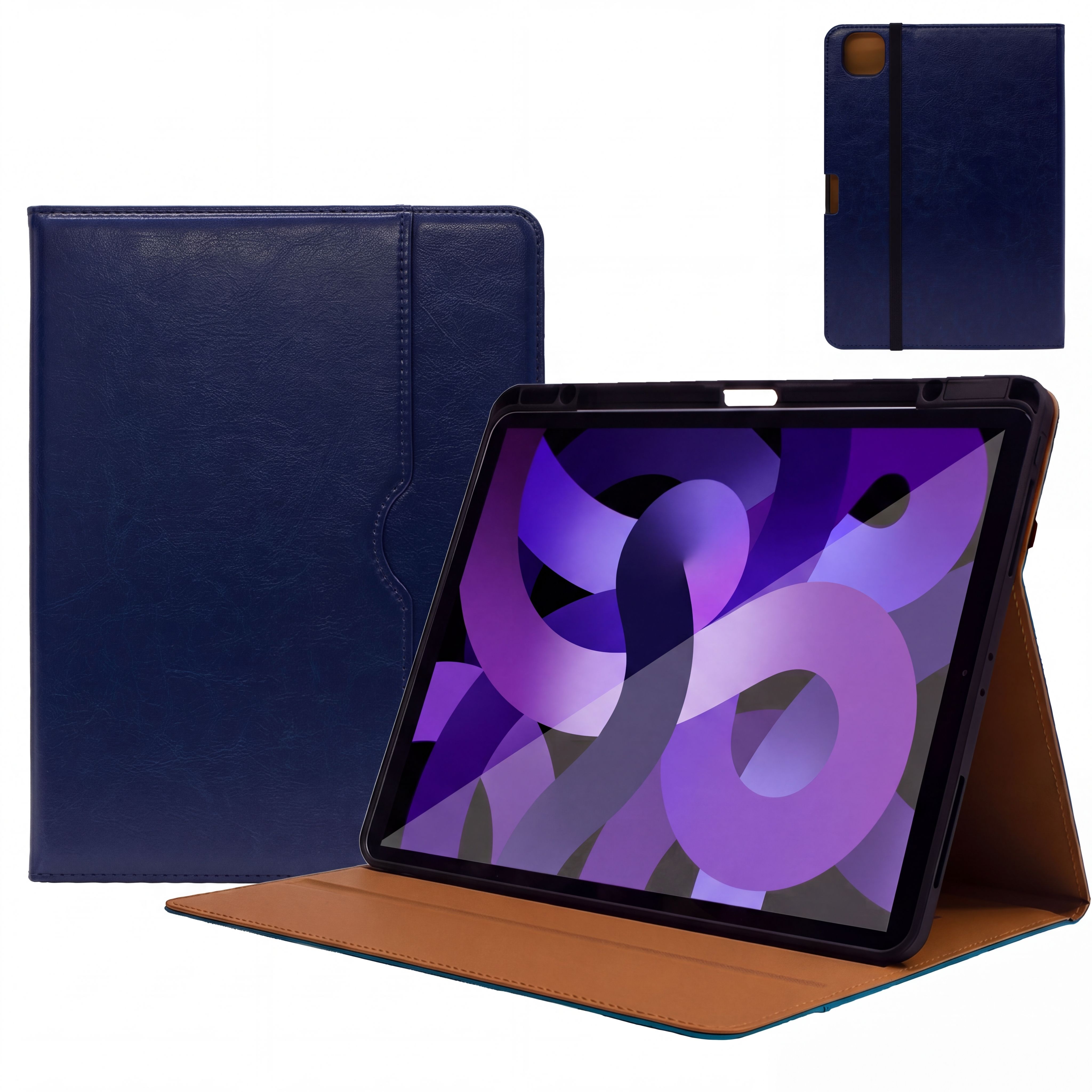 SENYOSON Dark Blue iPad Case for iPad 7th 8th 9th Generation 10.2 Inch 2019/2020/2021 & iPad Air 3 10.5 Inch 2019, Premium Leather Folio Stand Cover with Pencil Holder - Image 1