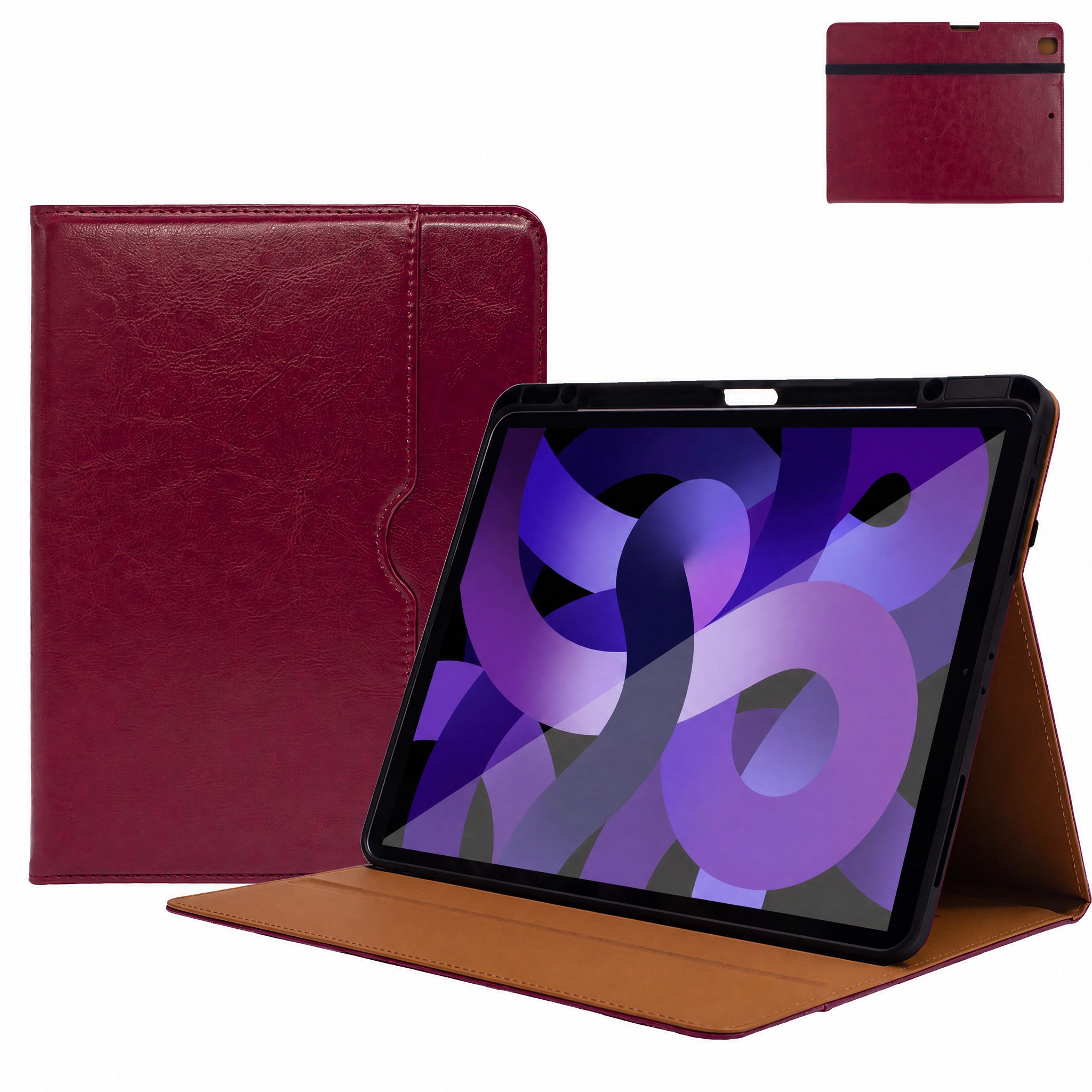 SENYOSON Dark Red iPad Case for iPad 10th 11th Generation (A16) 10.9/11 Inch 2022/2025, Premium Leather Folio Stand Cover with Pencil Holder - Image 1