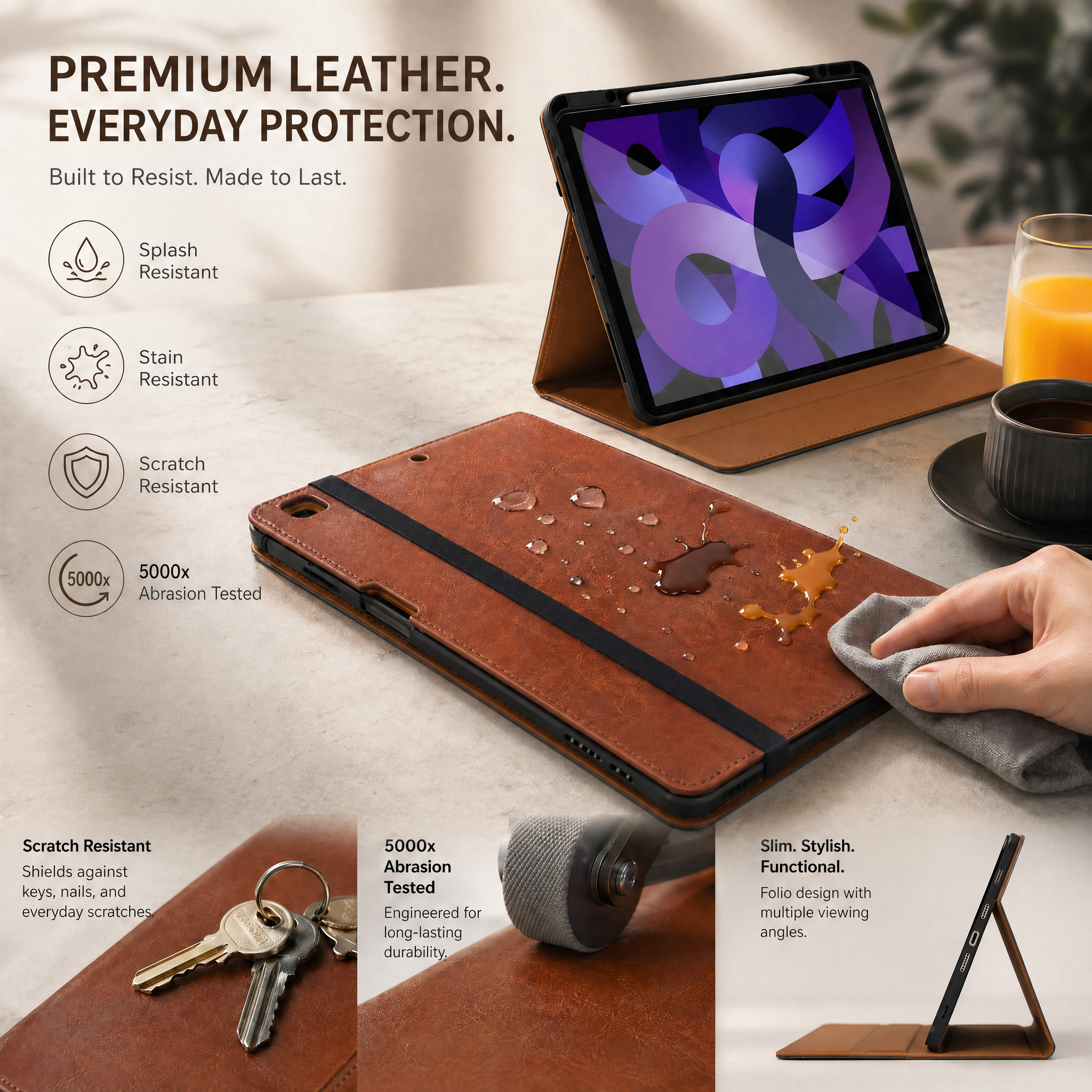 SENYOSON Black iPad Case for iPad 5th 6th Generation 9.7 Inch 2017/2018 & iPad Air 2 9.7 Inch 2014, Premium Leather Folio Stand Cover with Pencil Holder - Image 6