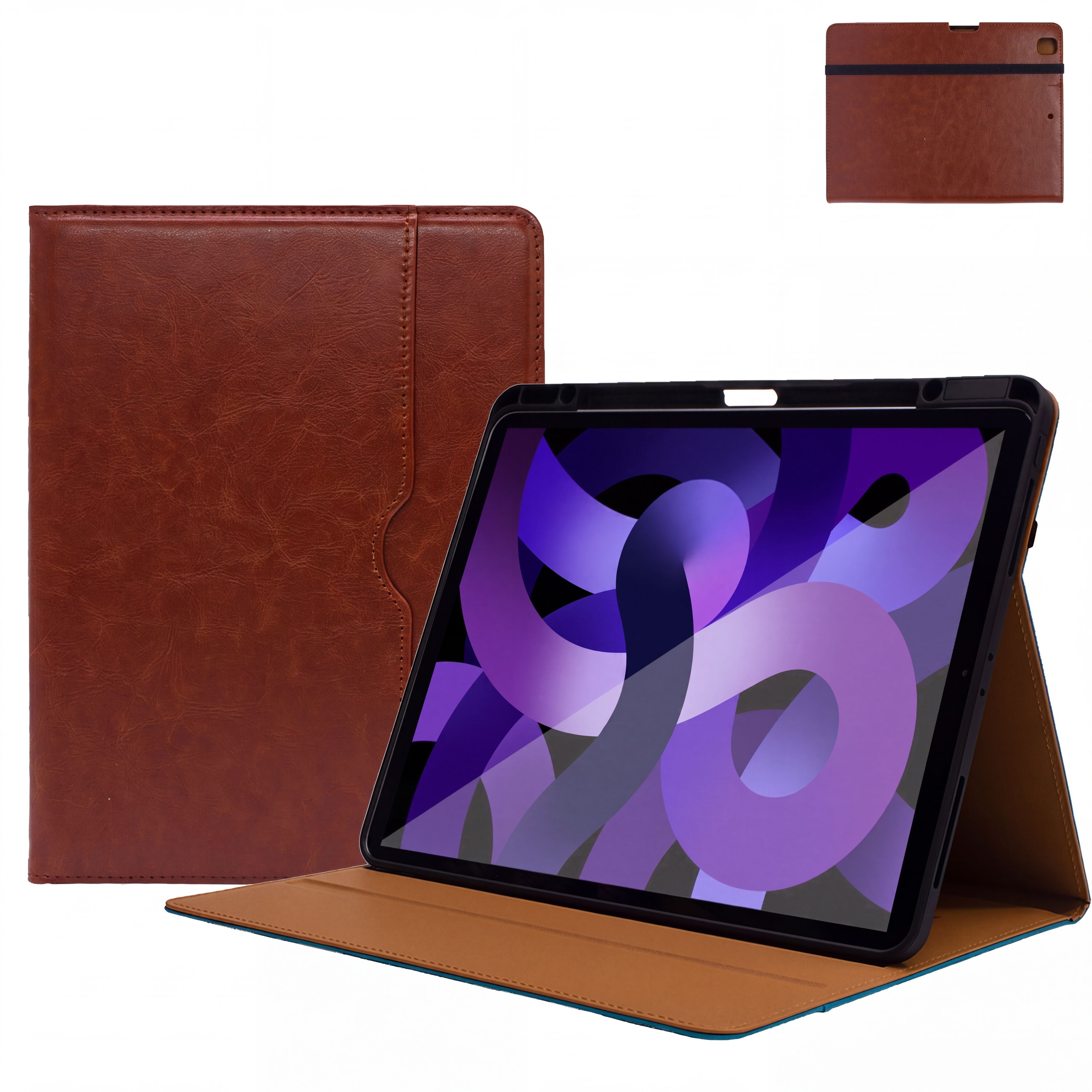 SENYOSON Brown iPad Case for iPad 5th 6th Generation 9.7 Inch 2017/2018 & iPad Air 2 9.7 Inch 2014, Premium Leather Folio Stand Cover with Pencil Holder - Image 1