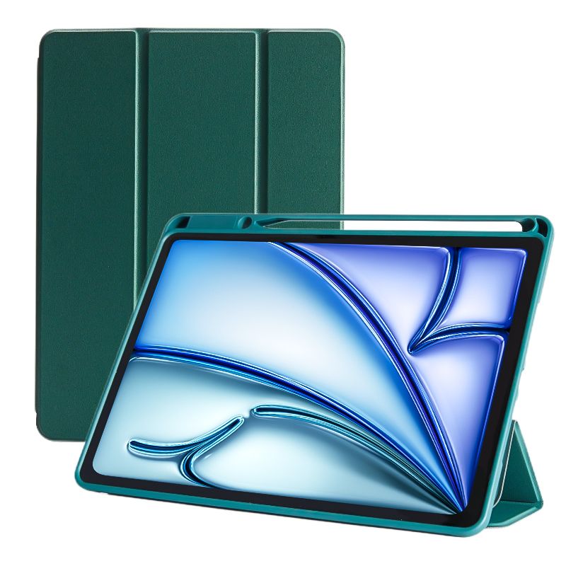 SENYOSON Dark Green iPad Case for 9.7 Inch iPad 5th/6th Generation & iPad Air 2, Lightweight Slim Soft TPU Trifold Stand Smart Cover with Pencil Holder, Auto Wake/Sleep - Image 1