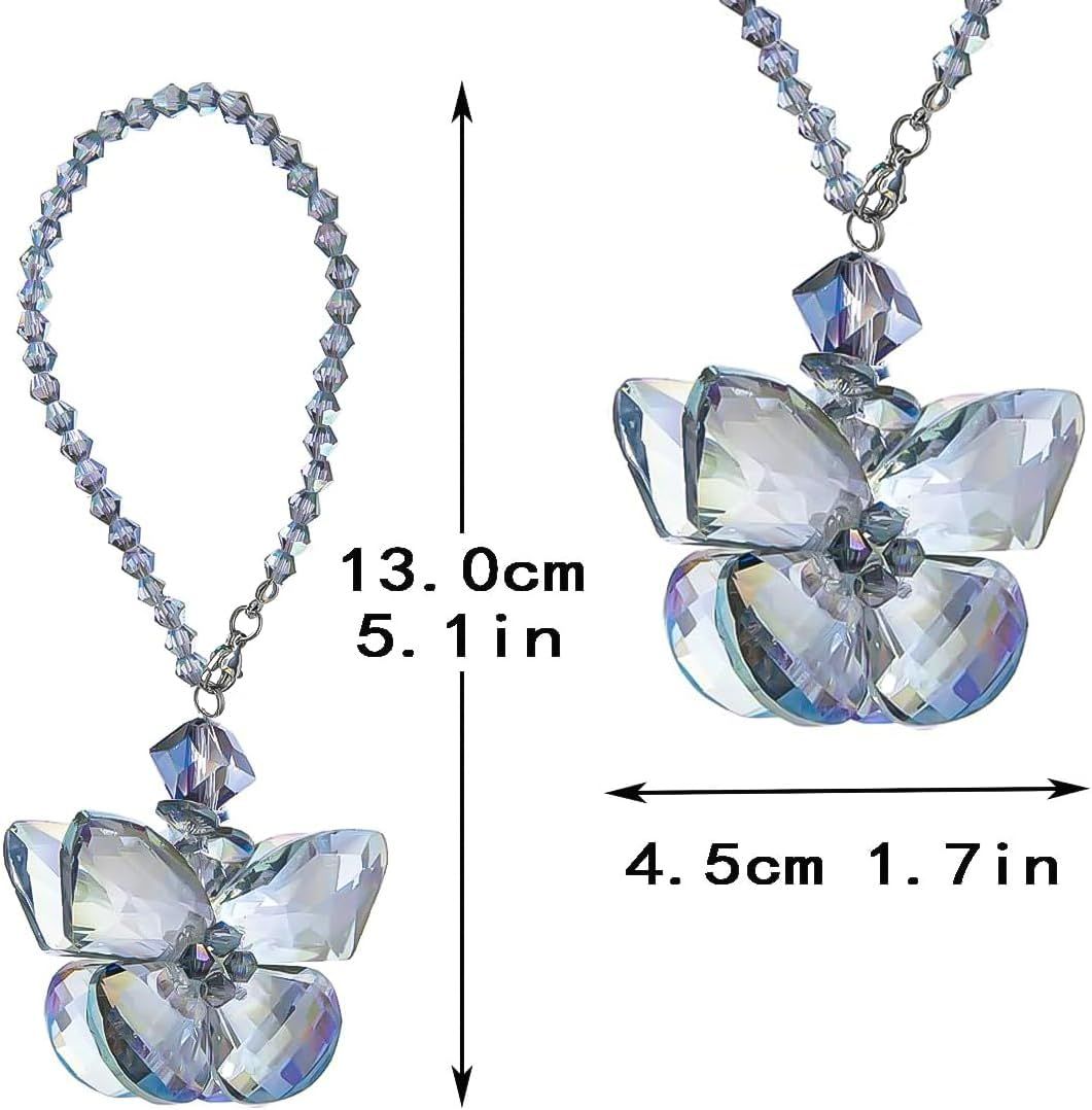 Crystal Glass Butterfly Car Key Charm Mirror Hanging Ornaments Gift (Butterfly-1) - Image 2