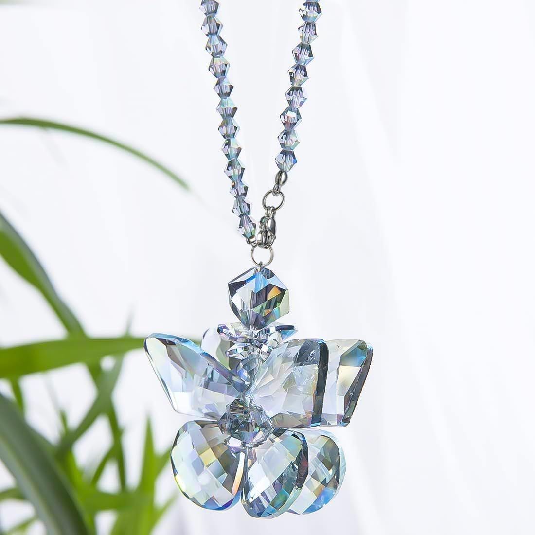 Crystal Glass Butterfly Car Key Charm Mirror Hanging Ornaments Gift (Butterfly-1) - Image 4