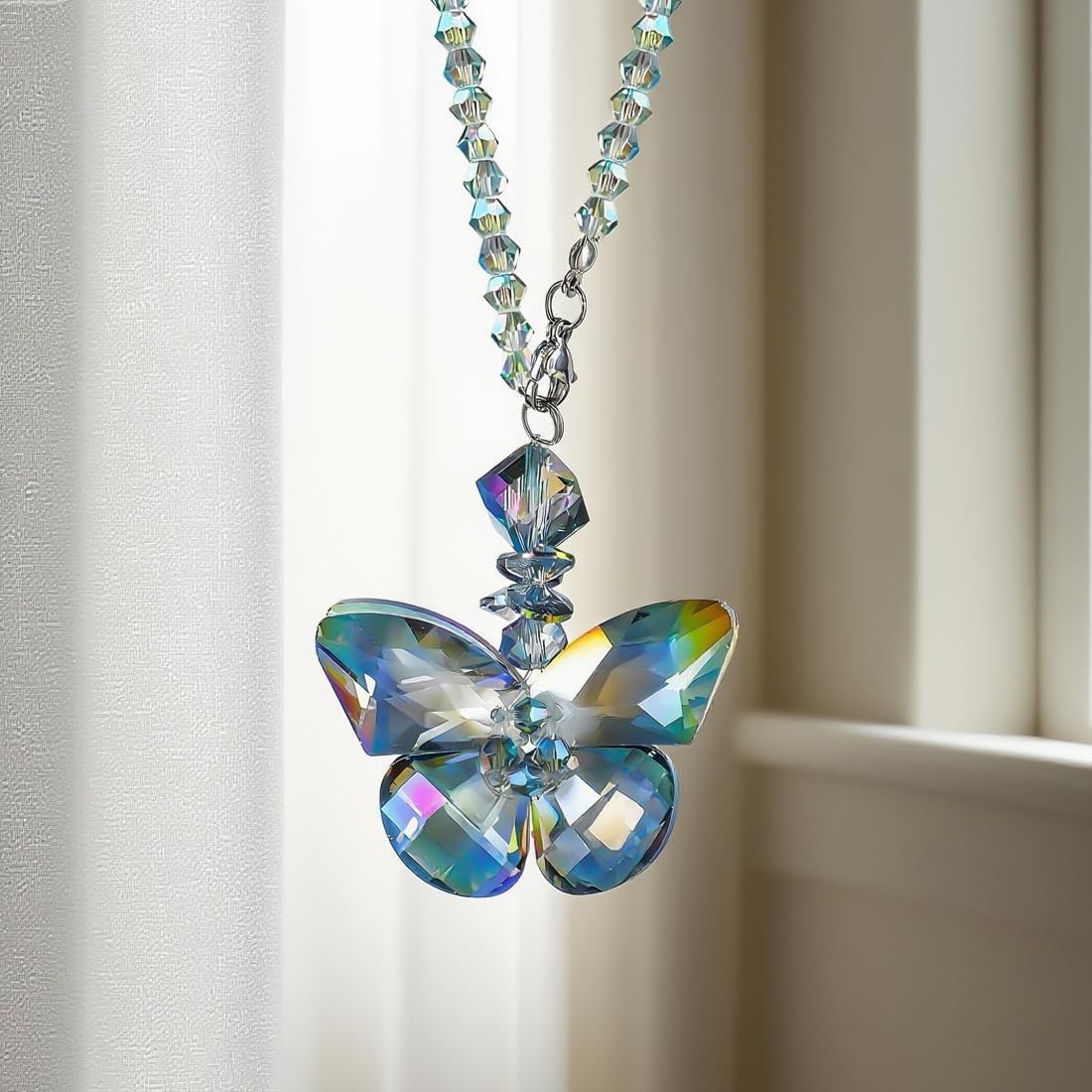 Crystal Glass Butterfly Car Key Charm Mirror Hanging Ornaments Gift (Butterfly-1) - Image 7