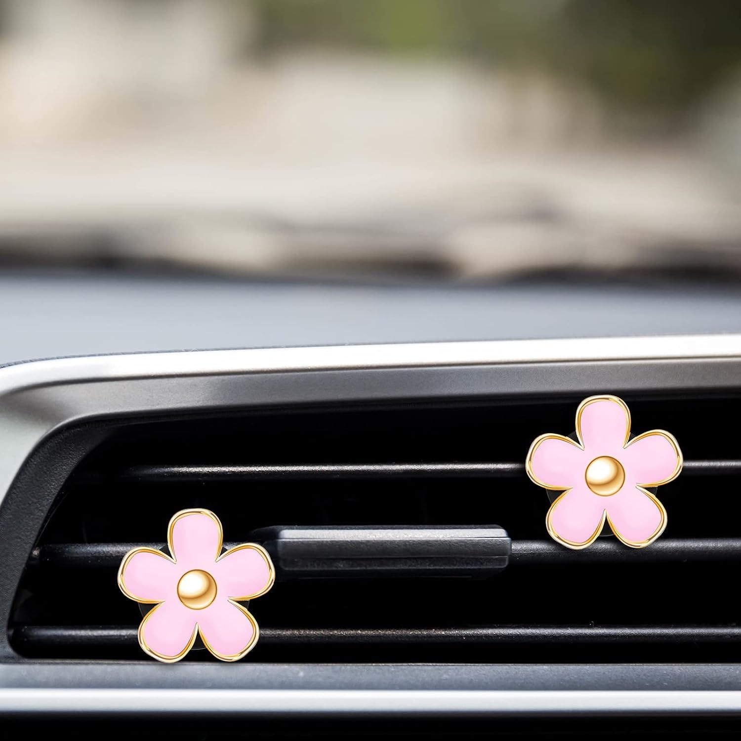 6 Pcs Daisy Flower Air Vent Clip Accessories Air Conditioning Outlet Clip Car Air Freshener Dashboard Accessories Charm Car Inter Decor(3 cm, 3.3 cm,Pink) - Image 6