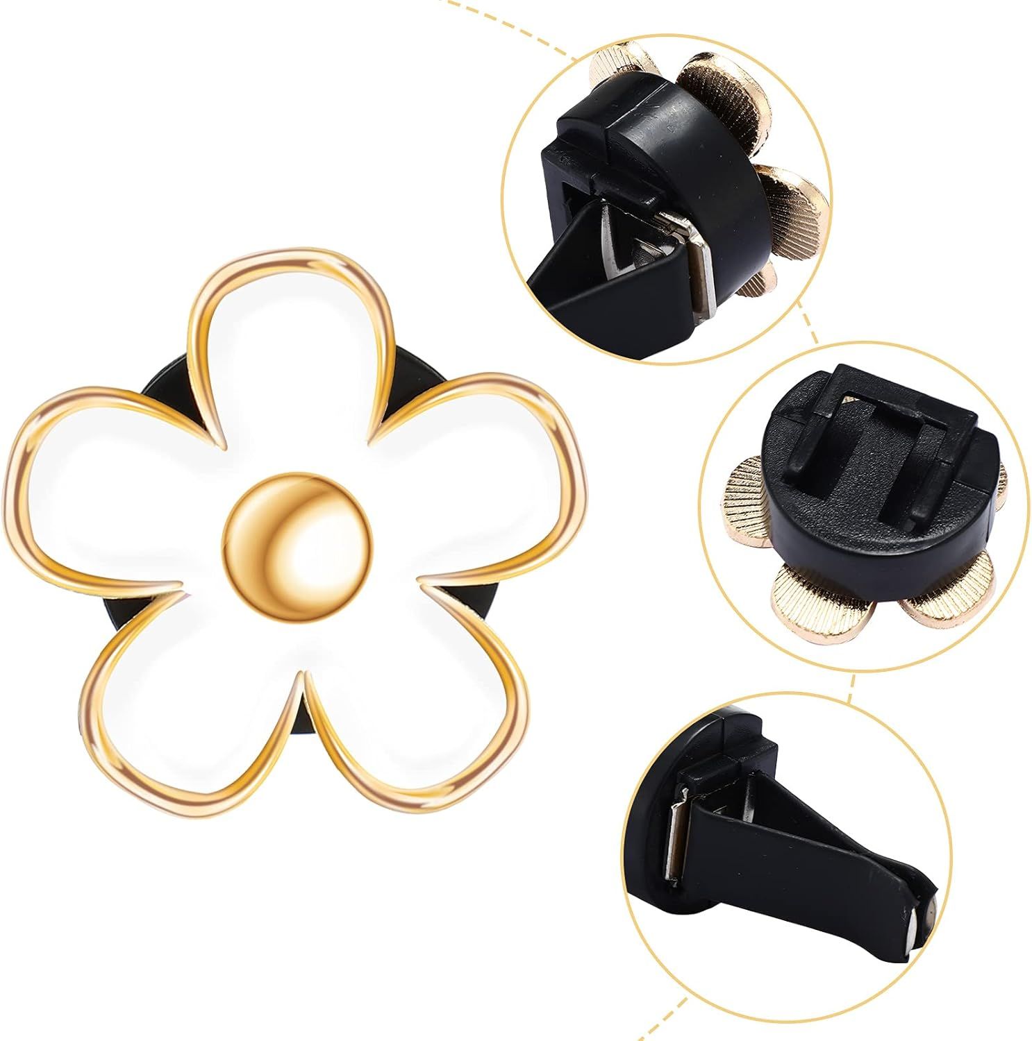 6 Pcs Daisy Flower Air Vent Clip Accessories Air Conditioning Outlet Clip Car Air Freshener Dashboard Accessories Charm Car Inter Decor(3 cm, 3.3 cm,White) - Image 3
