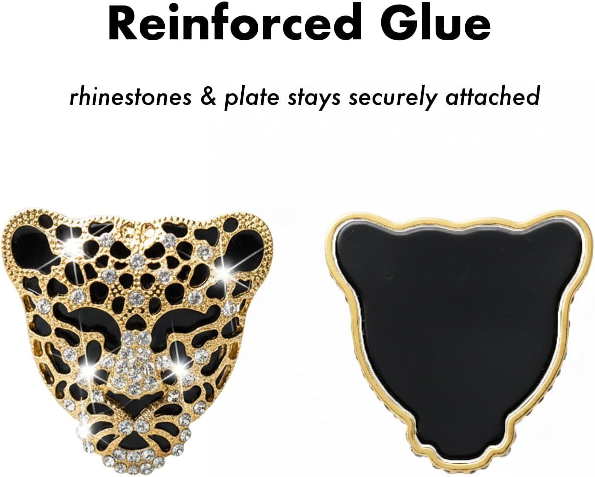 2pcs Bling Leopard Car Air Freshener Vent Clip, Black and Gold Cheetah Print Car Accessories, Sparkly Rhinestones Car Decor for Women - Image 6