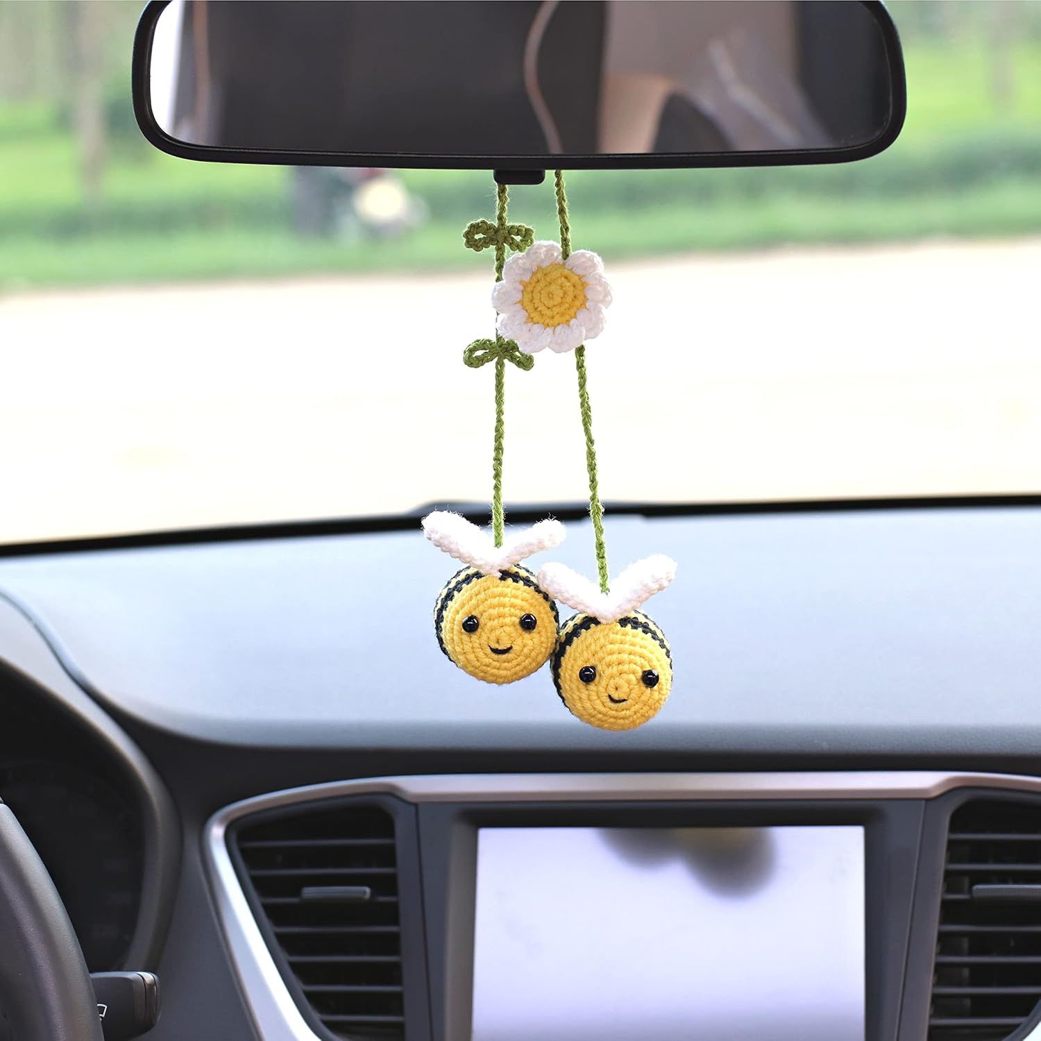 Crochet Bee Car Rear View Mirror Holder, Cute Bumblebee Hanging Ornament, Gift for Bee Lovers, Crochet Lovely Bag Ornament, Automotive Interior Decorations - Image 5