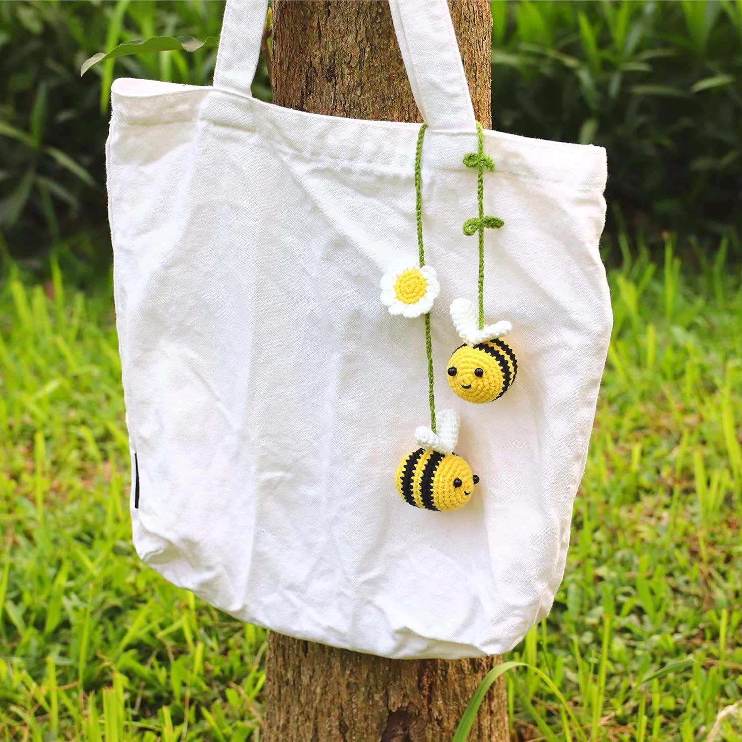 Crochet Bee Car Rear View Mirror Holder, Cute Bumblebee Hanging Ornament, Gift for Bee Lovers, Crochet Lovely Bag Ornament, Automotive Interior Decorations - Image 7