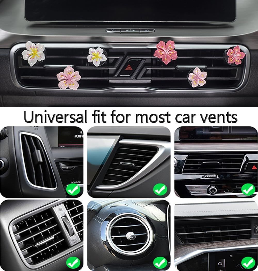 Cute Car Air Fresheners Vent Clips 6 PCS, Flower Air Vent Clips Pink Car Accessories Interior Aesthetic Women Automobile Air Conditioning Vents Decorations - Image 4