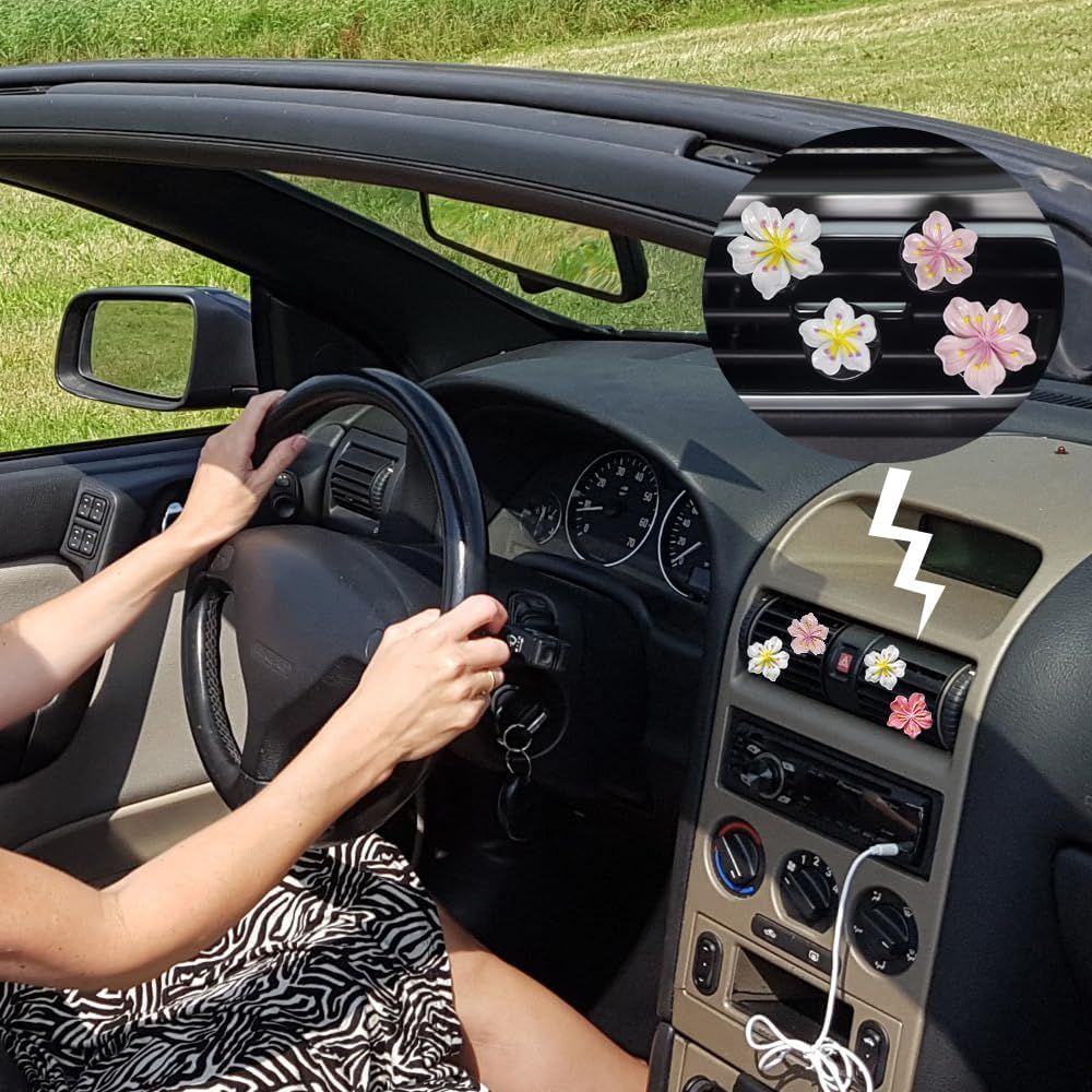 Cute Car Air Fresheners Vent Clips 6 PCS, Flower Air Vent Clips Pink Car Accessories Interior Aesthetic Women Automobile Air Conditioning Vents Decorations - Image 5
