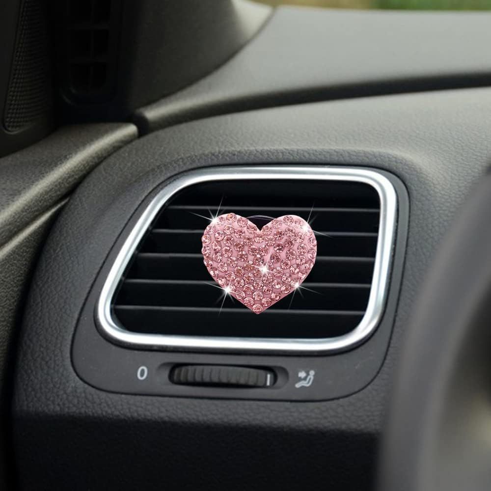 2 Pack Car Vent Clips,Crystal Cross and Heart Air Vent Clips,Bling Car Accessories for Women & Girls(Pink) - Image 3