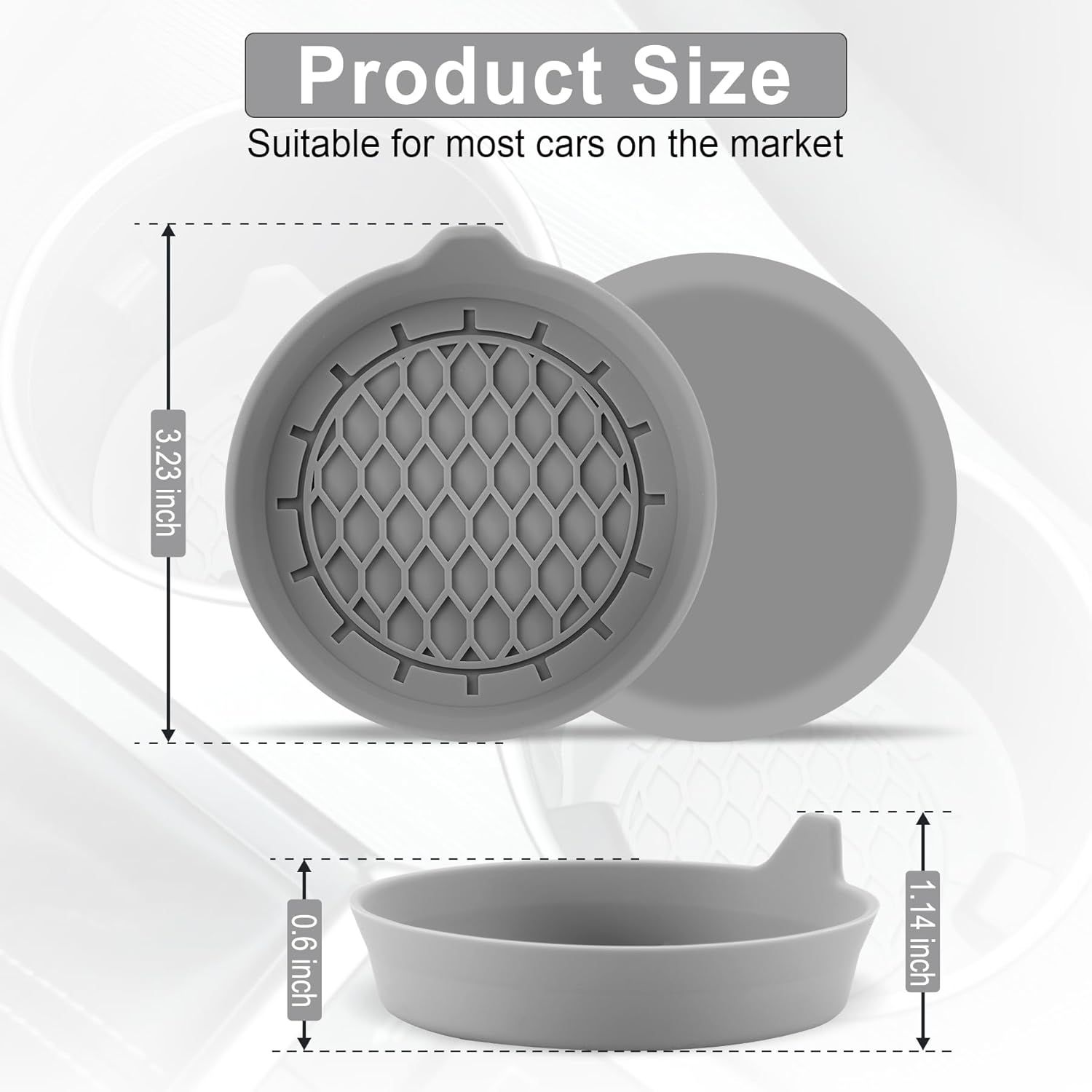 Car Cup Holder Coaster, Silicone Cup Holder Insert, Universal Non-Slip Cup Holders, Car Accessories Interior for Women and Man 4 Pack Gray - Image 4