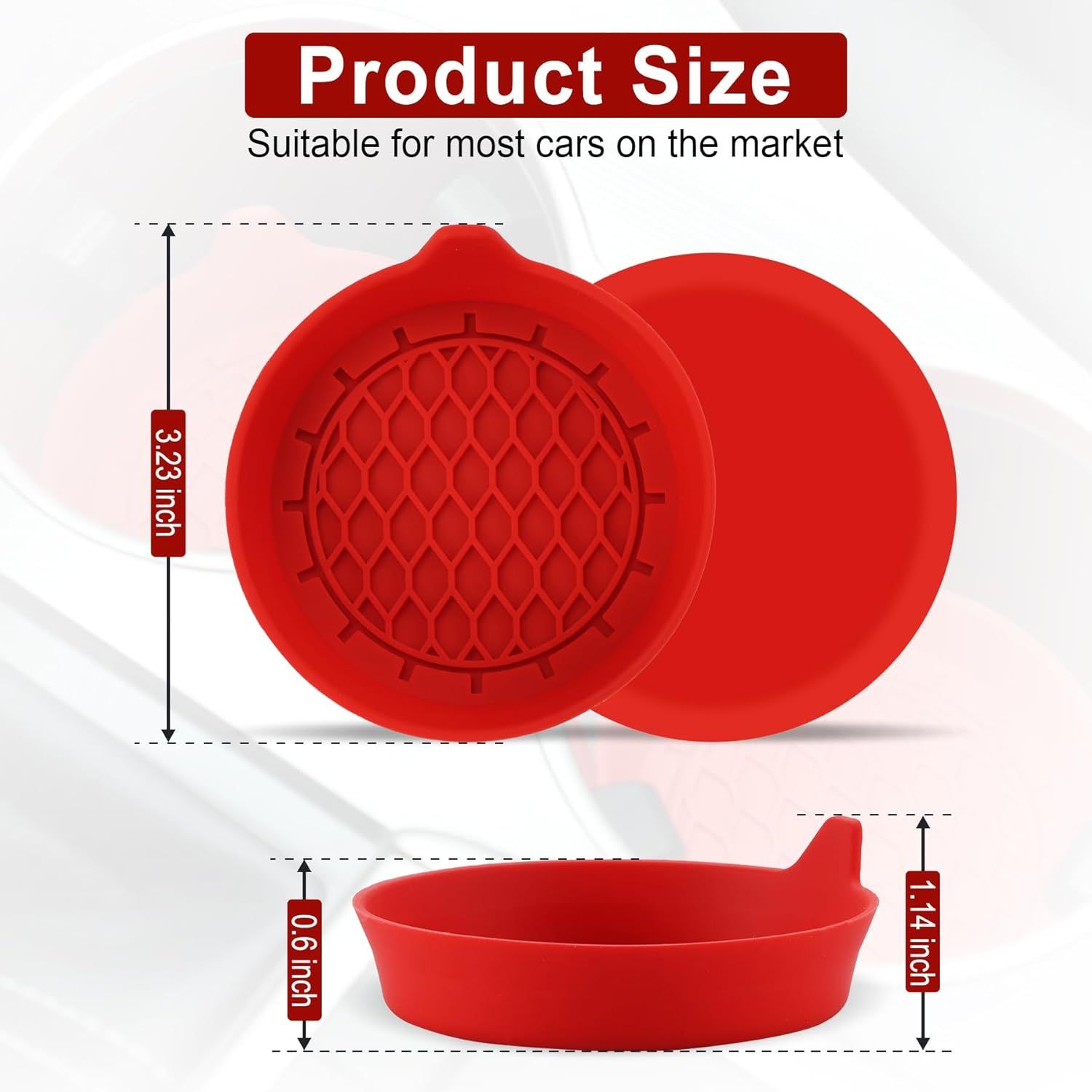 Car Cup Holder Coaster, Silicone Cup Holder Insert, Universal Non-Slip Cup Holders, Car Accessories Interior for Women and Man 4 Pack Red - Image 5