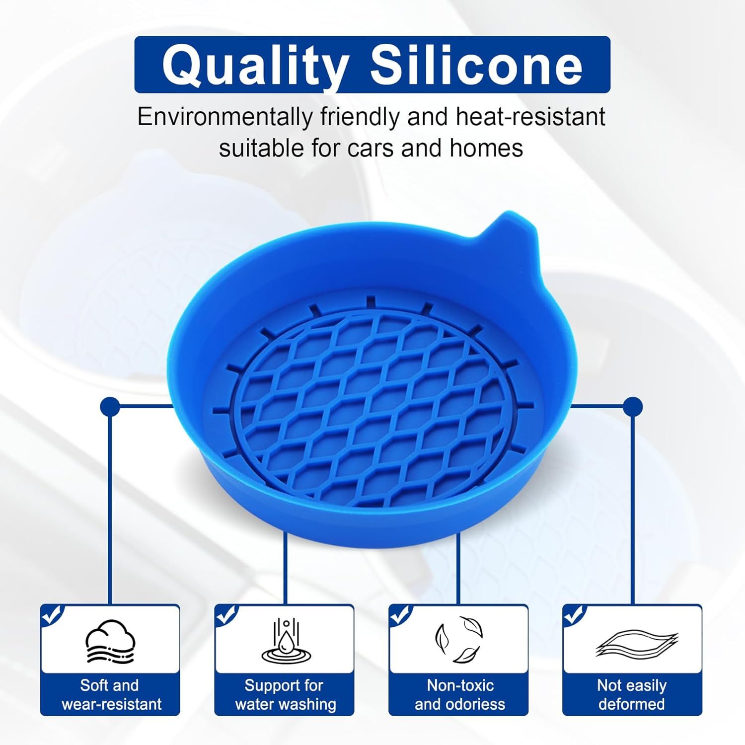 Car Cup Holder Coaster, Silicone Cup Holder Insert, Universal Non-Slip Cup Holders, Car Accessories Interior for Women and Man 4 Pack Blue - Image 6