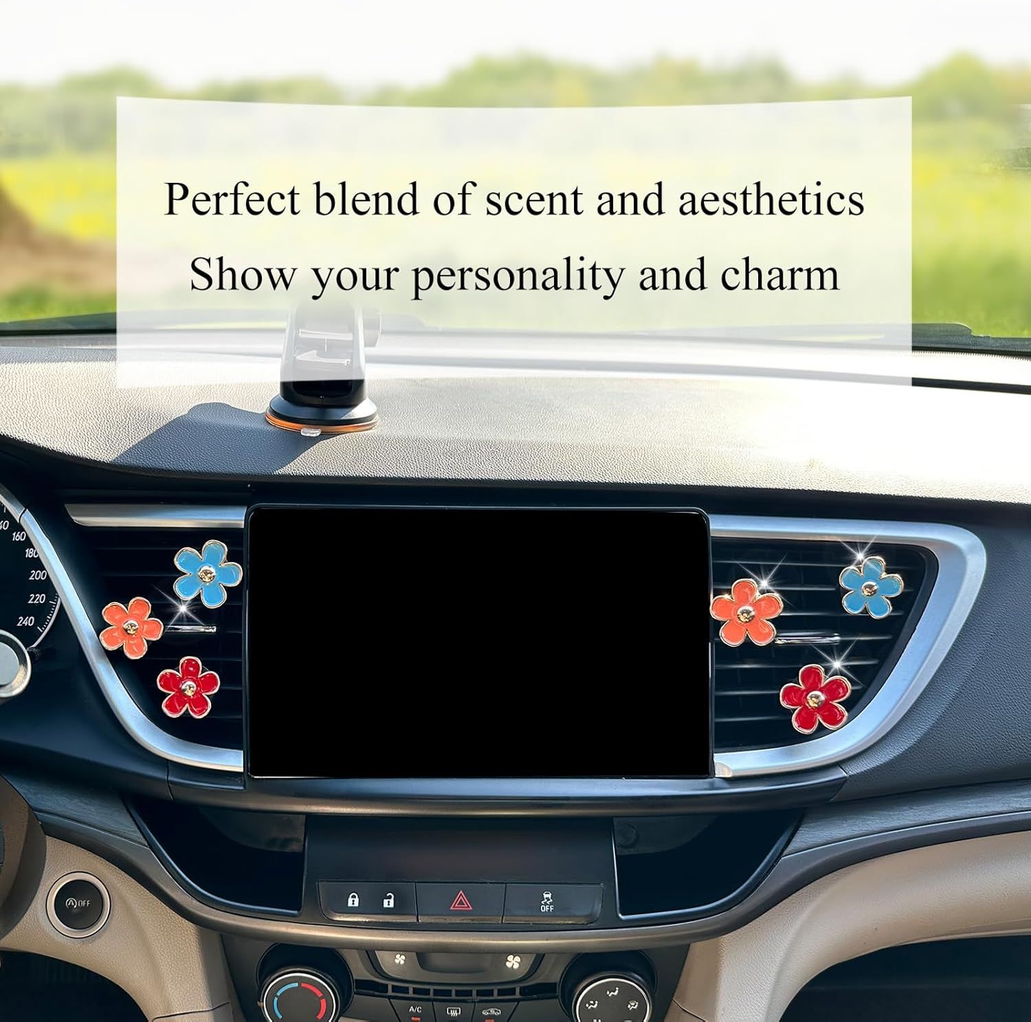 6pcs Flower Air Vent Clips Car Air Freshener,Red Orange Blue Daisy Flowers Vent Clip Car Accessories for Women,Girly Car Decor Refillable Car Diffuser - Image 4