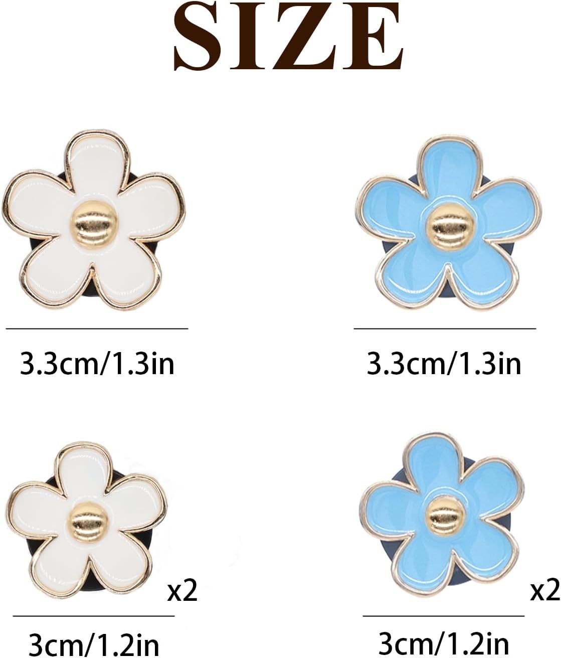 6pcs Flowers Car Air Freshener Vent Clips Blue White Daisy Flowers Air Vent Clip Car Accessories for Women 3.3cm/3cm Refillable Daisy Decor Diffuser - Image 3