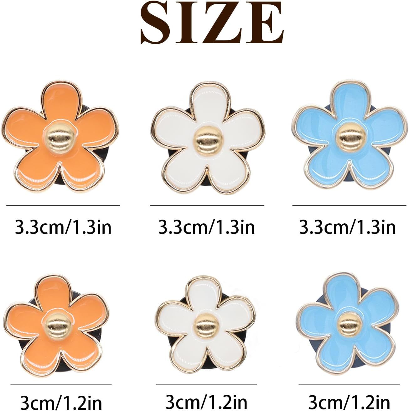 6pcs Flowers Car Air Freshener Vent Clips,Blue Orange White Daisy Air Vent Clip Car Accessories for Women,3.3cm/3cm Flowers Vehicle Decor Refillable Diffuser - Image 3
