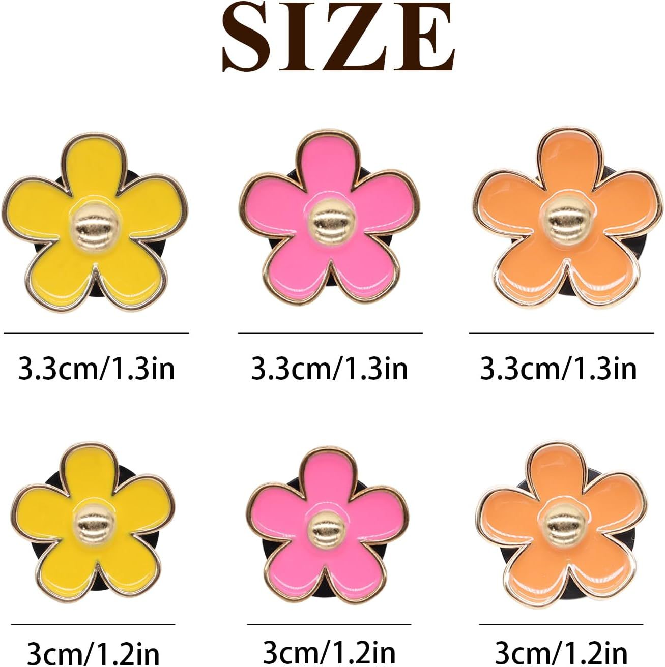 6pcs Flower Air Freshener Vent Clips,Pink Yellow Orange Daisy Car Decor Accessories for Women,3.3cm/3cm Girly Refillable Diffuser - Image 3