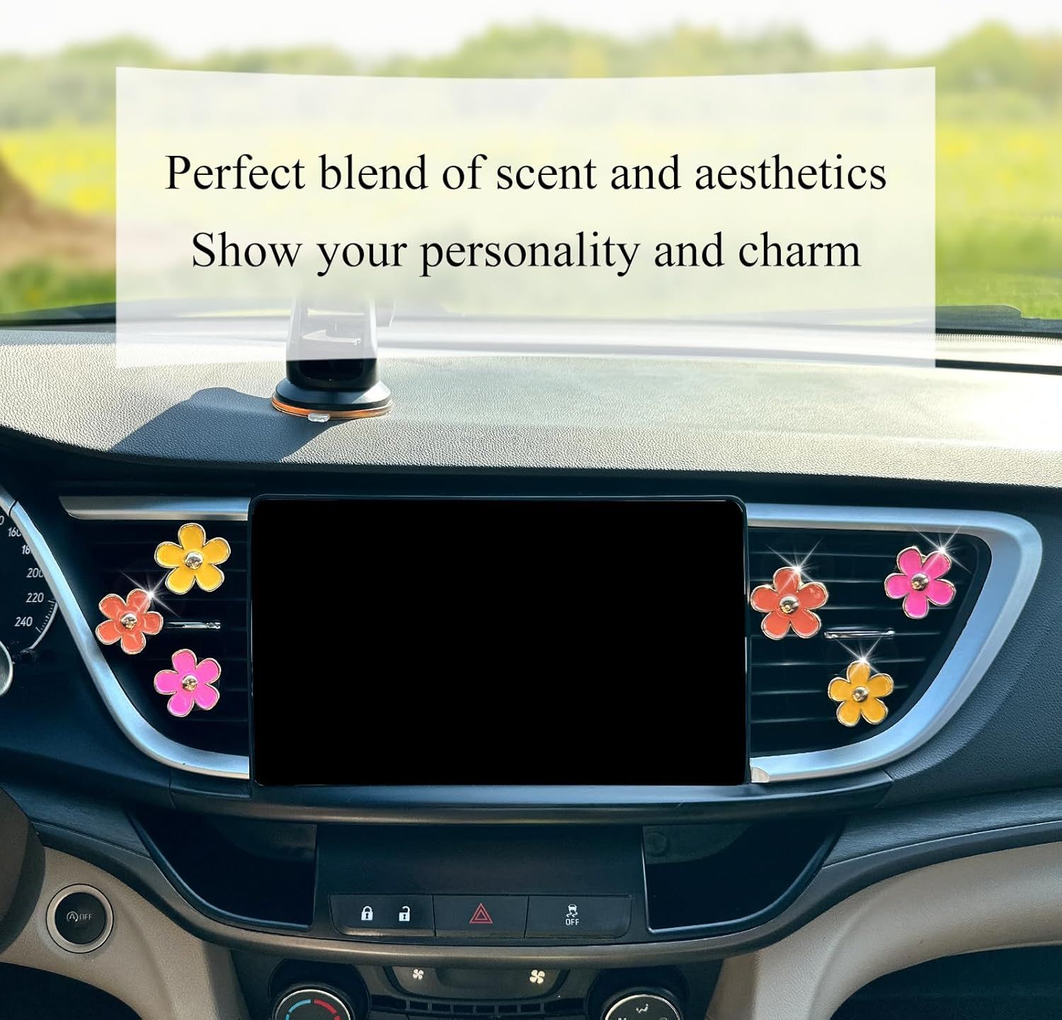 6pcs Flower Air Freshener Vent Clips,Pink Yellow Orange Daisy Car Decor Accessories for Women,3.3cm/3cm Girly Refillable Diffuser - Image 4