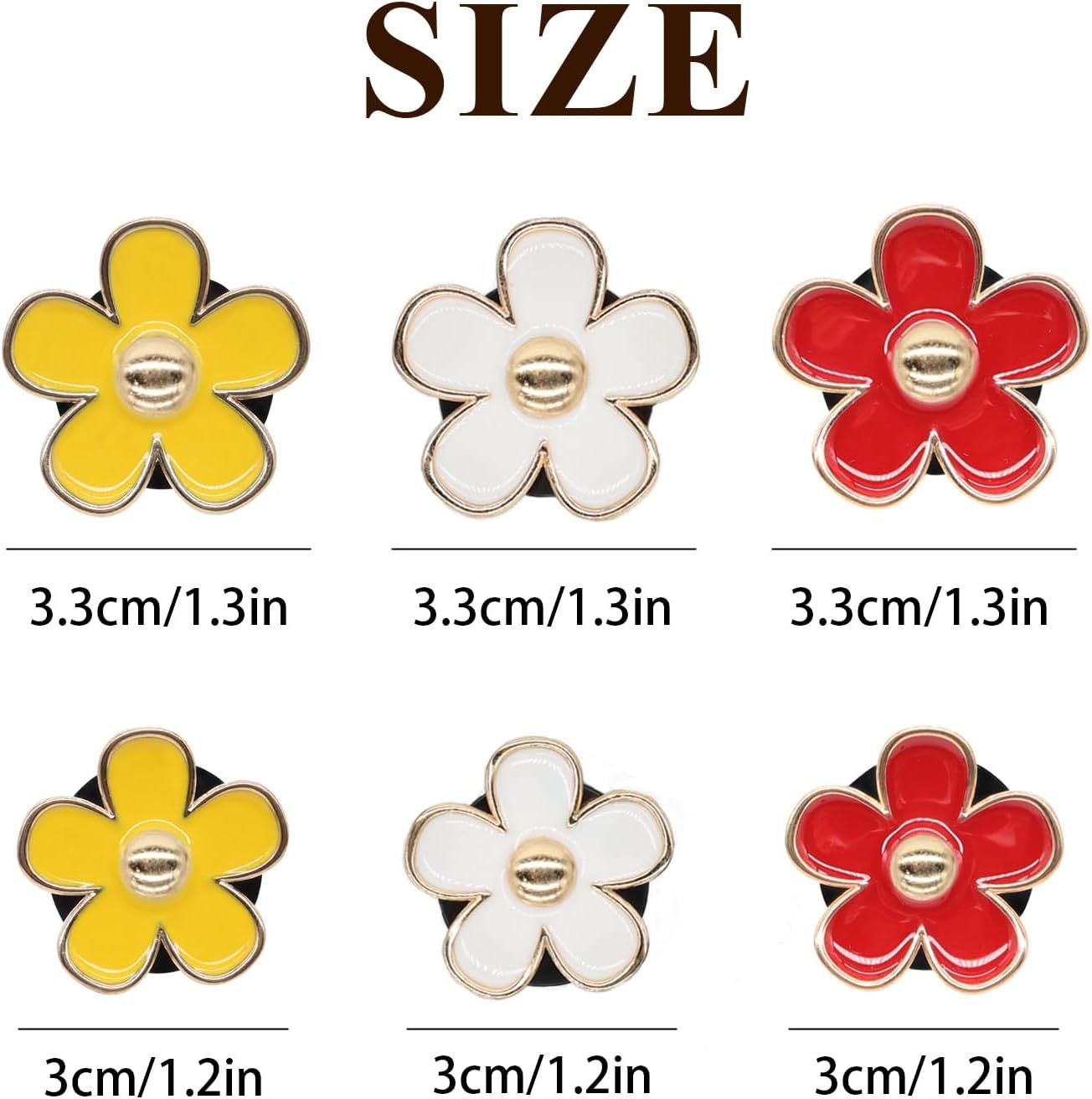 6pcs Flower Car Air Freshener Vent Clips,Red Yellow White Daisy Car Dashboard Accessories,3.3cm/3cm Flower Air Vent Clip for Women,Refillable Car Diffuser Decor - Image 3