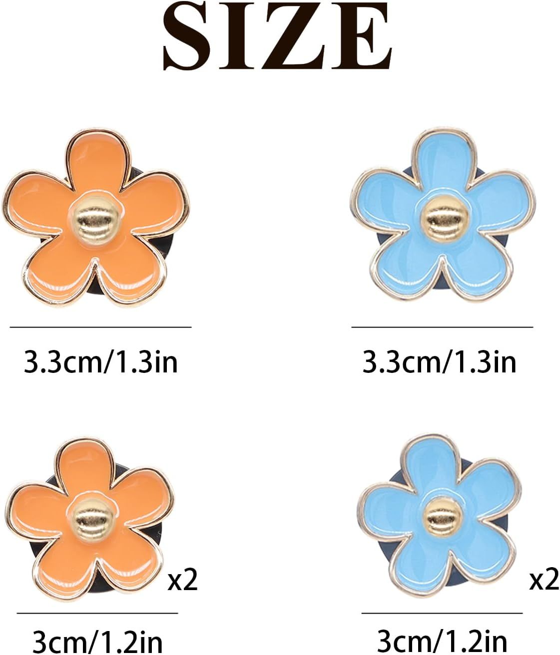 Flower Car Accessories,6pcs Daisy Car Air Freshener Vent Clips,3.3cm/3cm Blue Orange Flowers Decor,Refillable Diffusers for Women - Image 3