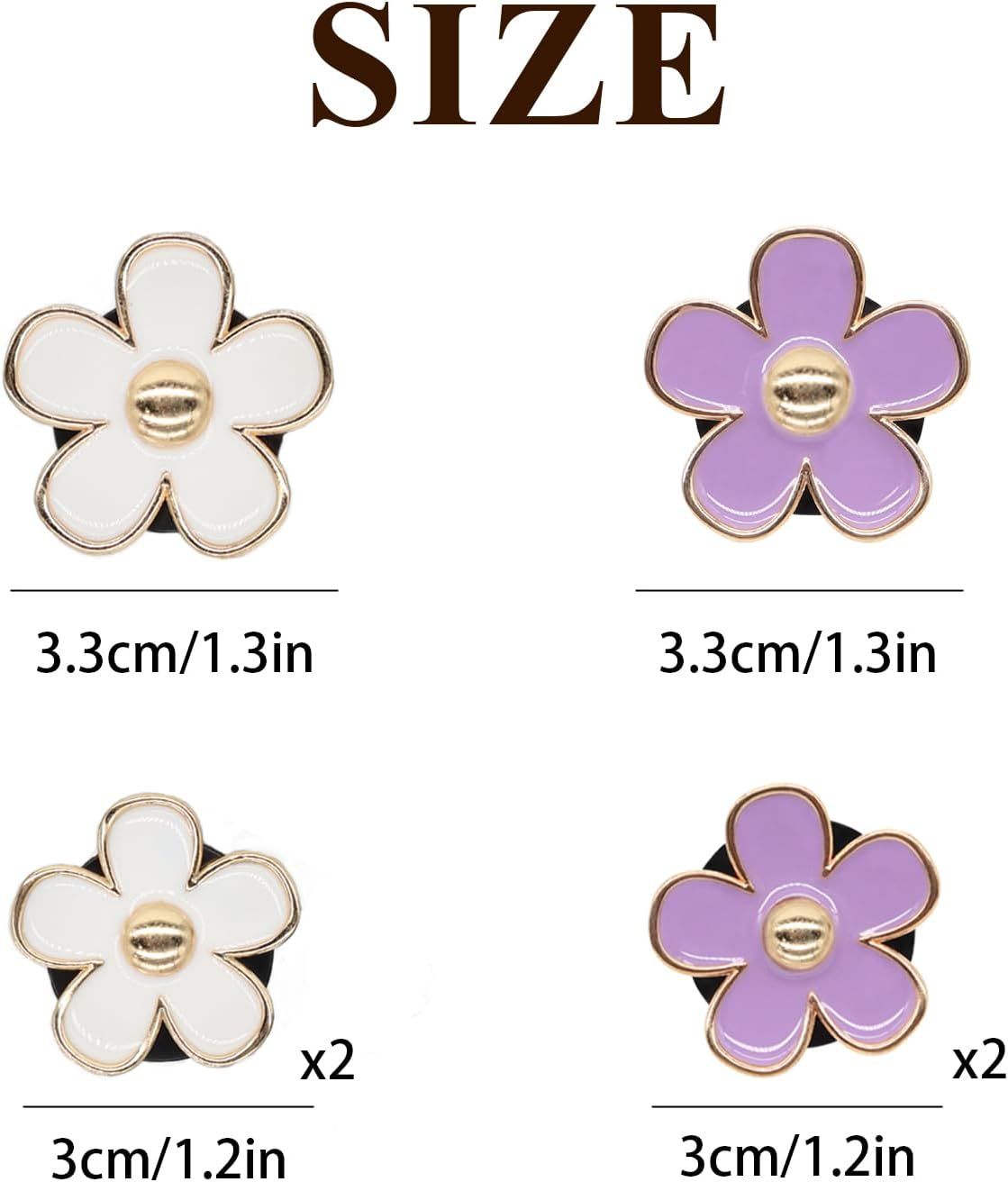 6pcs Flowers Car Air Freshener Vent Clips Purple White Daisy Air Vent Clip Car Accessories for Women 3.3cm/3cm Flower Vehicle Interior Decor Refillable Diffuser - Image 3