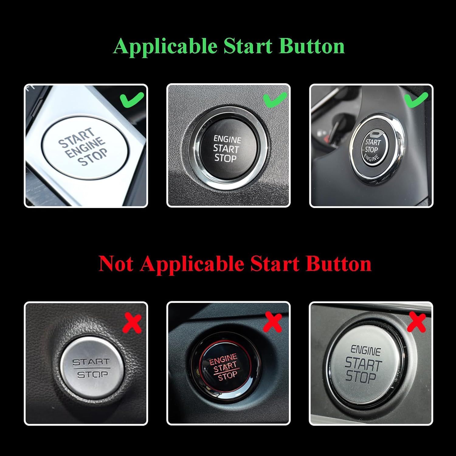 Bow Car Accessories,Pink Bow Tie Push Start Button Rhinestone Ring,Black Engine Start Stop Button Ring Car Decor,Bling Girly Ignition Charm - Image 5