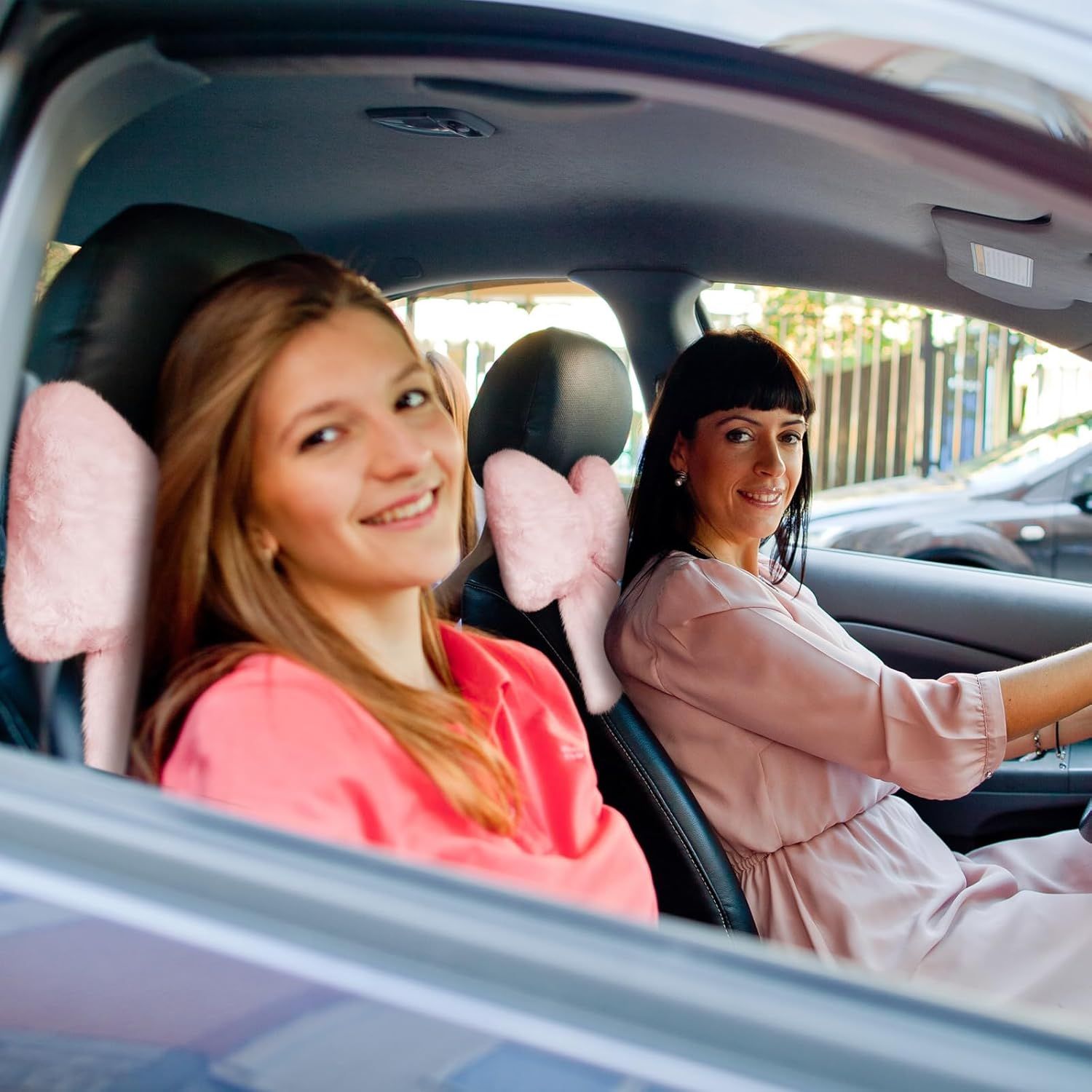 2 Pcs Car Neck Pillow Plush Butterfly Bow Car Headrest Pillow Comfortable Seat Neck Support Cute Head Rest Accessories for Driving Travel Driver Chair Girl Style Interior Decor(Pink) - Image 5