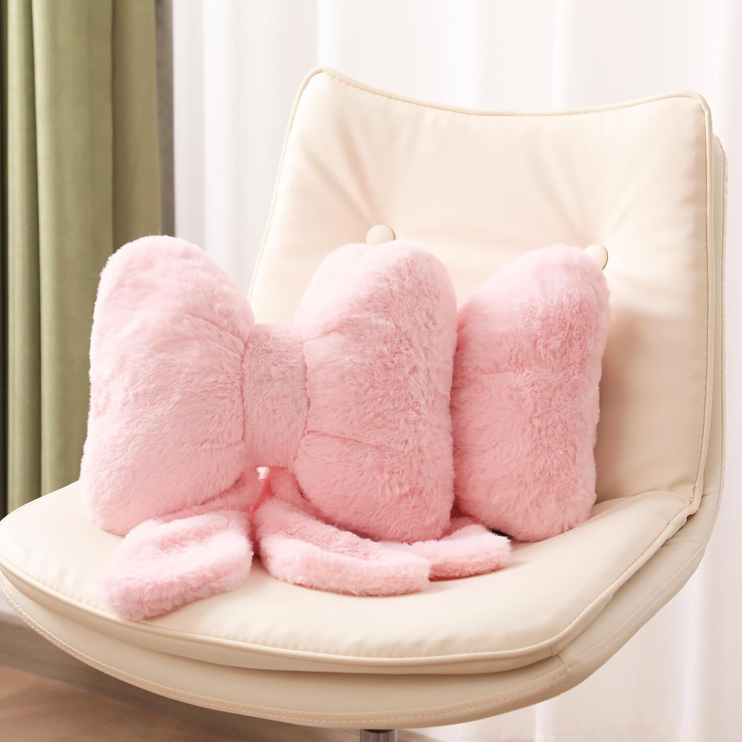 2 Pcs Car Neck Pillow Plush Butterfly Bow Car Headrest Pillow Comfortable Seat Neck Support Cute Head Rest Accessories for Driving Travel Driver Chair Girl Style Interior Decor(Pink) - Image 6