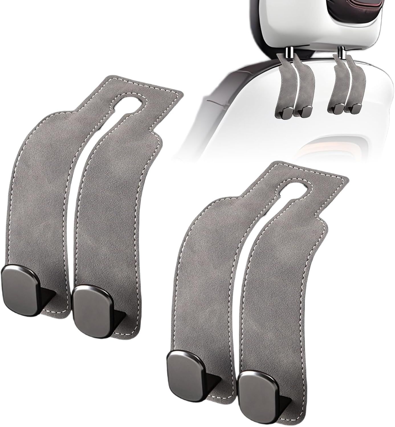 Car Purse Hook Purse Hook for Car Seats Headrest Car Seat Hooks,Heavy Duty Vehicle Organizer for Handbags, Groceries, Purses, Keep Car Tidy (Gray, 2 Pack) - Image 1