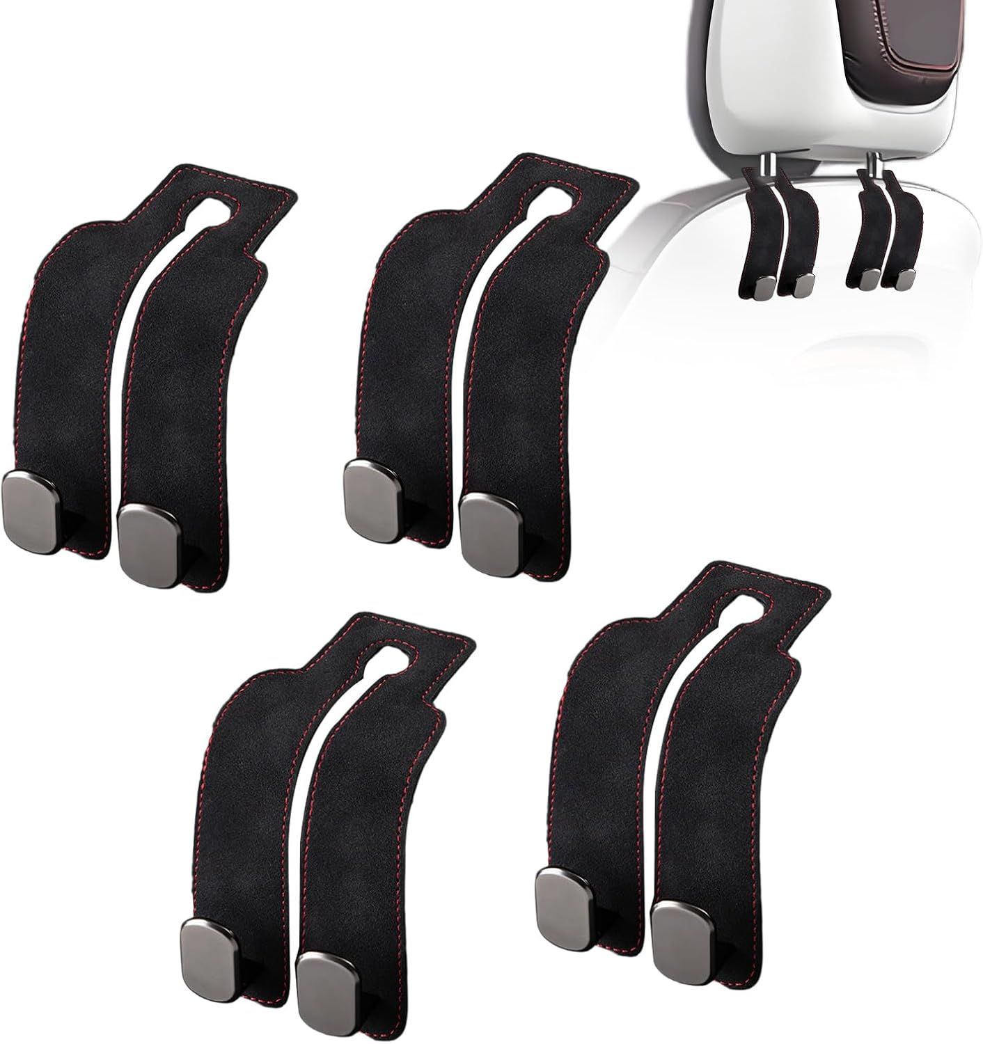 Car Purse Hook Purse Hook for Car Seats Headrest Car Seat Hooks,Heavy Duty Vehicle Organizer for Handbags, Groceries, Purses, Keep Car Tidy (Black, 4 Pack) - Image 1