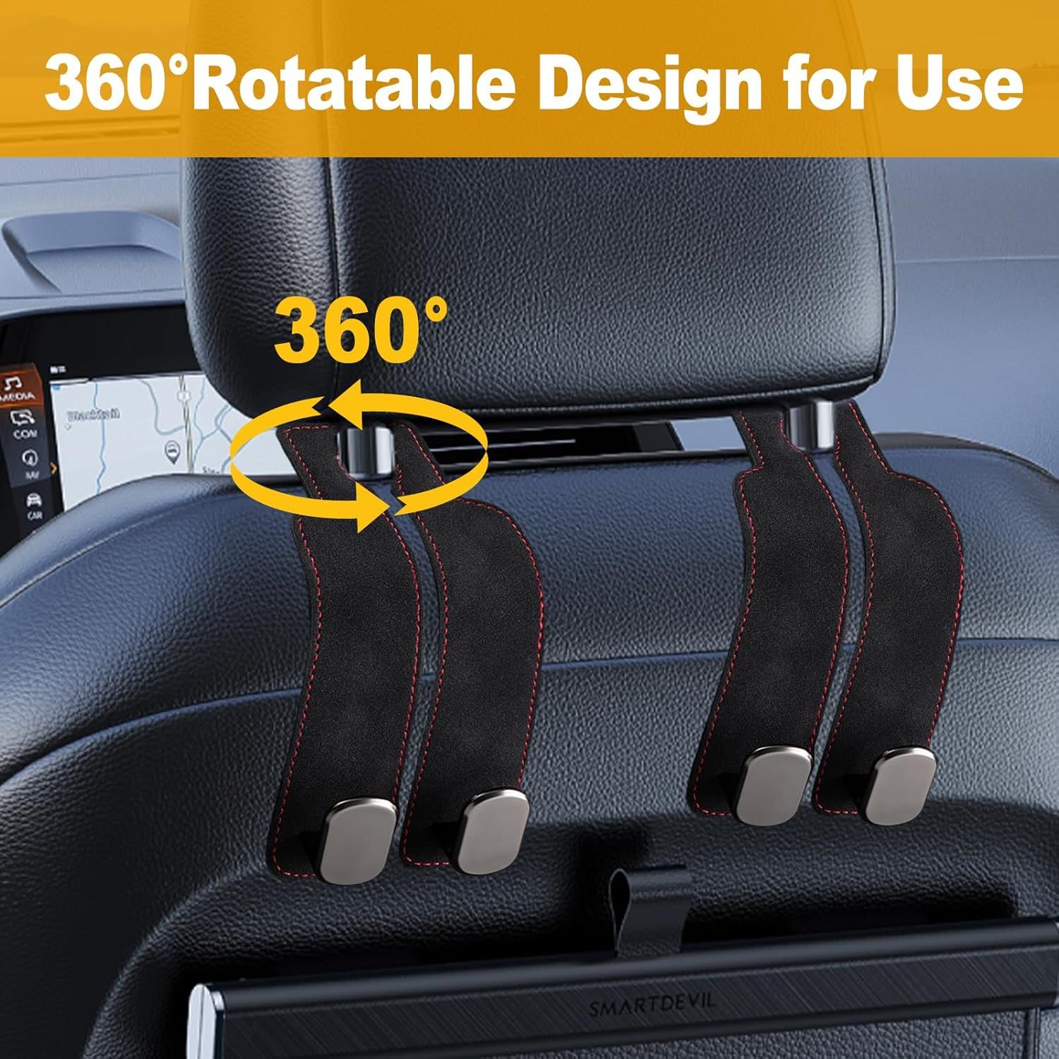 Car Purse Hook Purse Hook for Car Seats Headrest Car Seat Hooks,Heavy Duty Vehicle Organizer for Handbags, Groceries, Purses, Keep Car Tidy (Black, 4 Pack) - Image 3