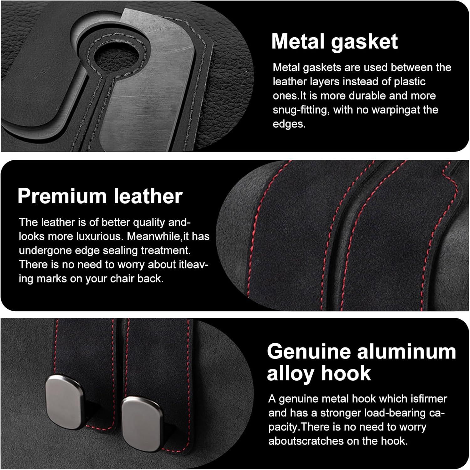 Car Purse Hook Purse Hook for Car Seats Headrest Car Seat Hooks,Heavy Duty Vehicle Organizer for Handbags, Groceries, Purses, Keep Car Tidy (Black, 4 Pack) - Image 6