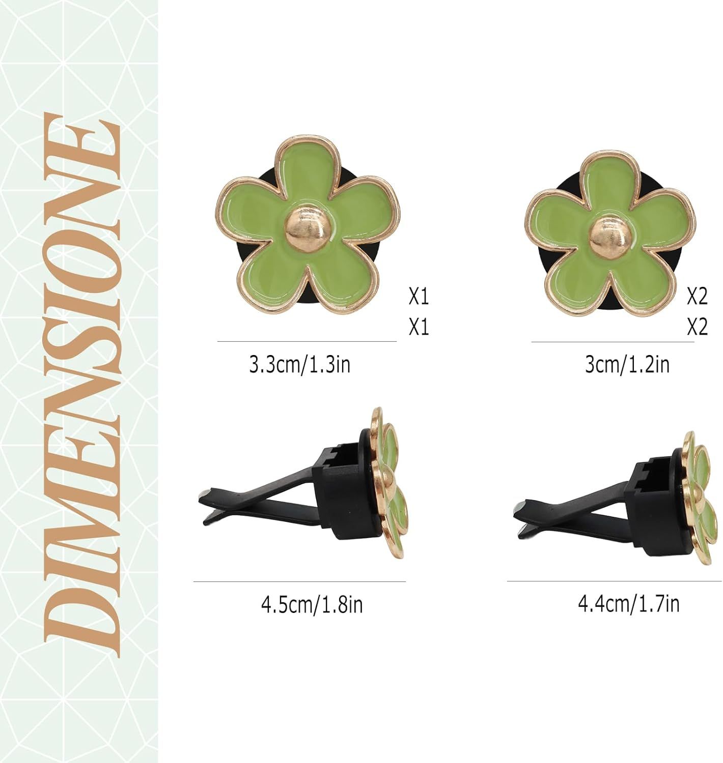 Green Flower Car Decor,6pcs Green Daisy Air Vent Clips Car Air Fresheners,2 Sizes Sage and Olive Green Flowers Dashboard Decorations Accessories for Women,Girly Refillable Diffuser - Image 5