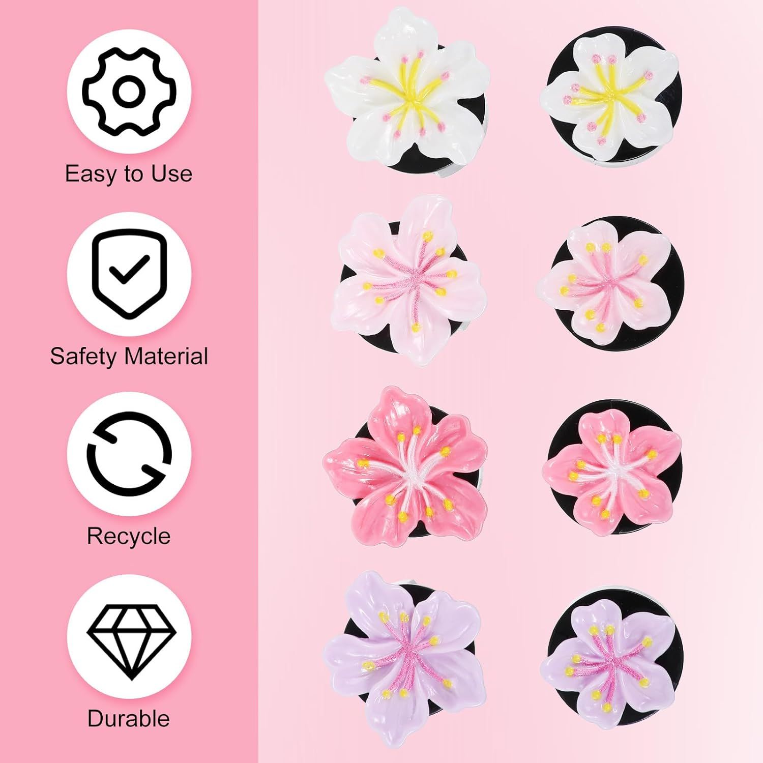 8Pcs Cute Car Air Freshener Vent Clips, Resin Flower Vent Clips, Cute Car Accessories for Women Interior - Image 3