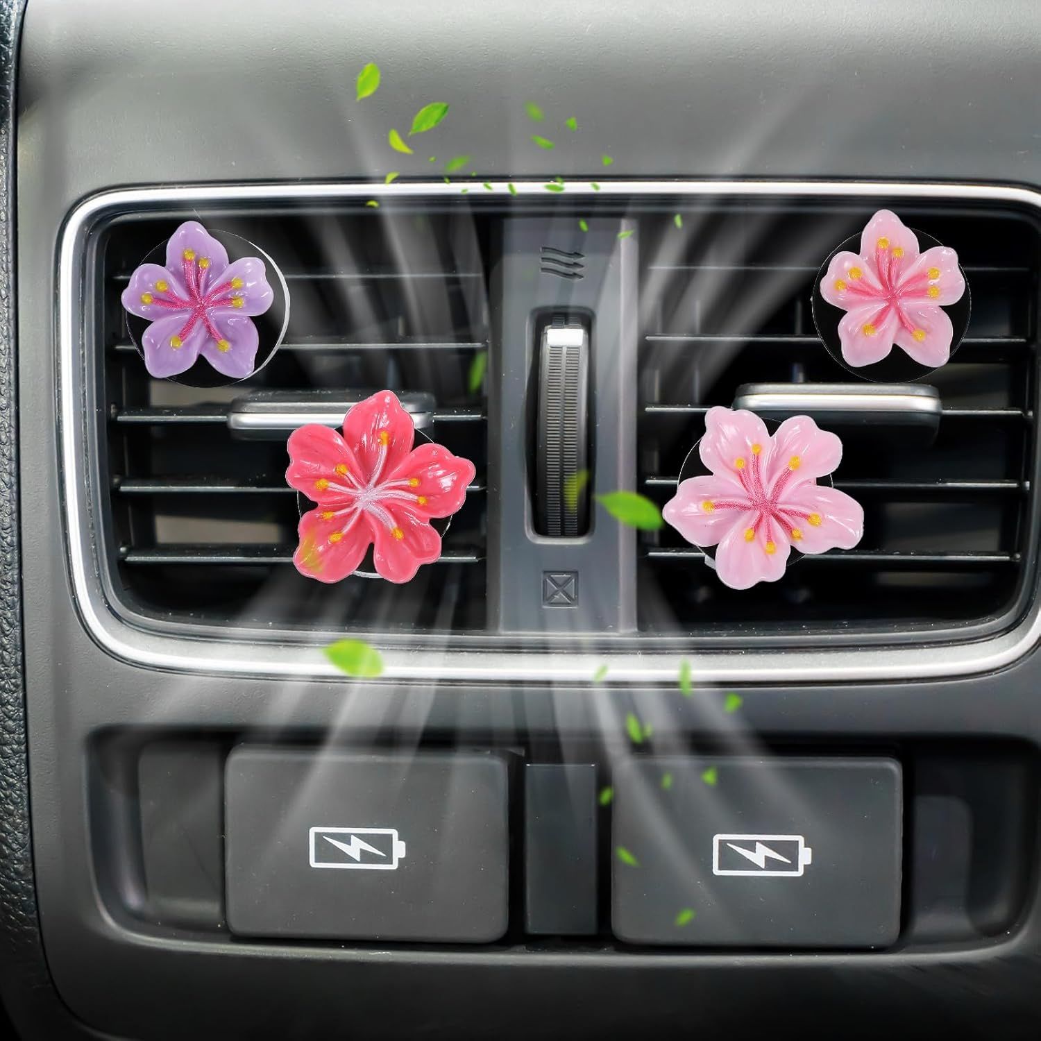 8Pcs Cute Car Air Freshener Vent Clips, Resin Flower Vent Clips, Cute Car Accessories for Women Interior - Image 4