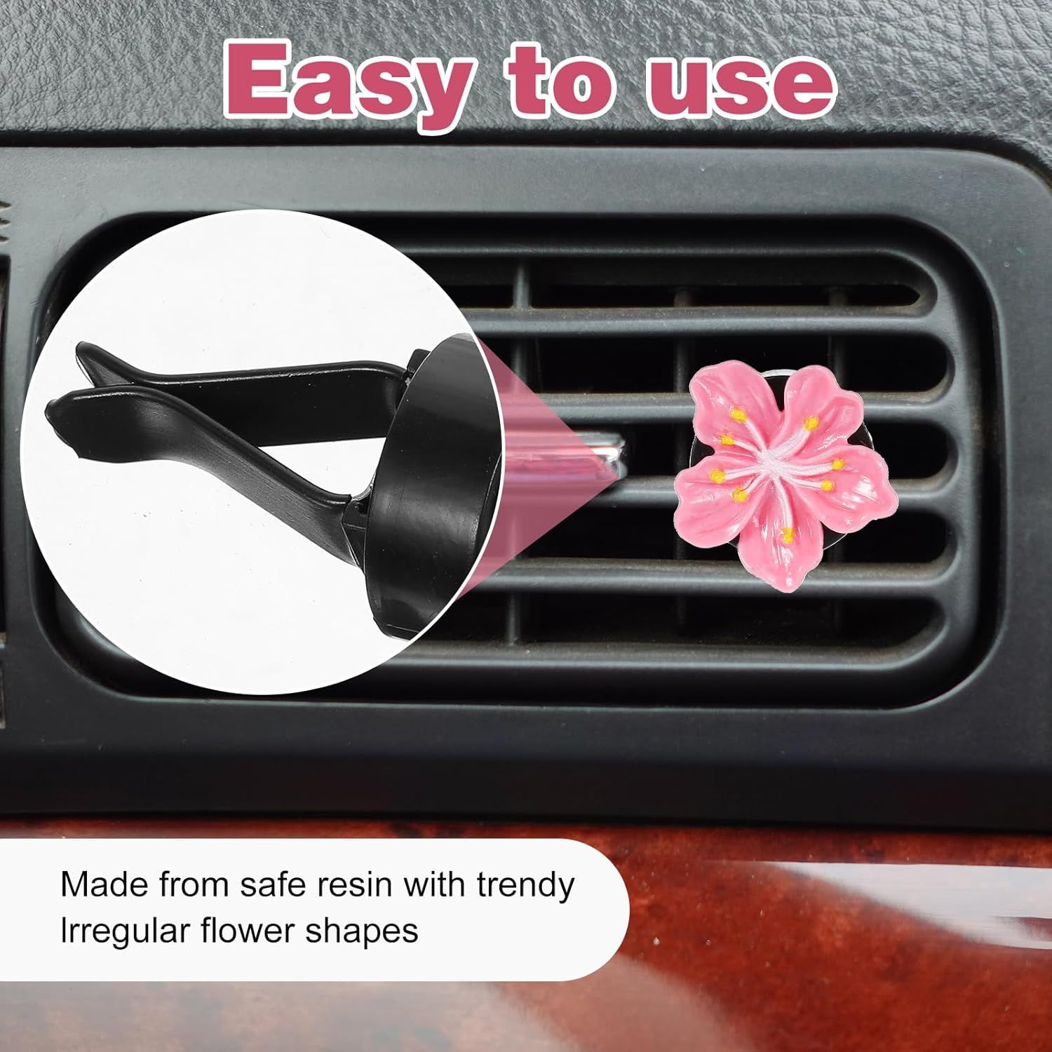 8Pcs Cute Car Air Freshener Vent Clips, Resin Flower Vent Clips, Cute Car Accessories for Women Interior - Image 5