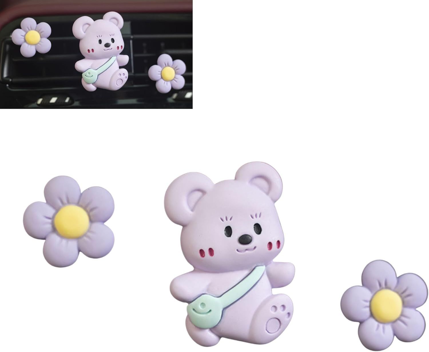 3Pcs Cute Bear Car Air Freshener Vent Clips, Aromatherapy Car Decor for Girls - Image 2